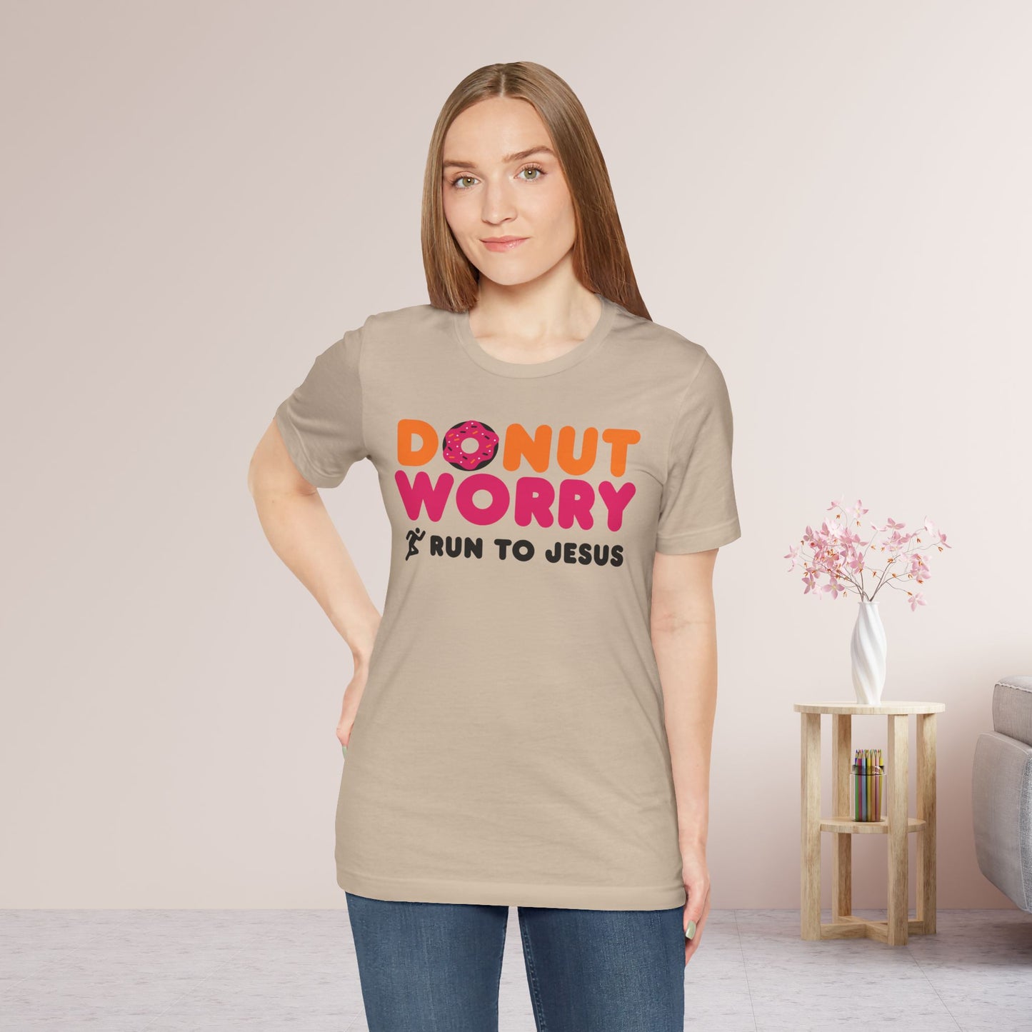 Donut Worry Run to Jesus Soft Cotton Tee