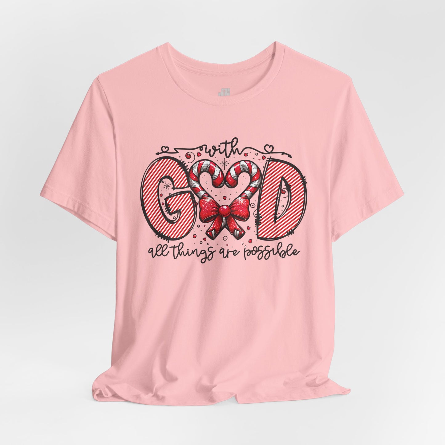 With God All Things Are Possible Christmas Soft Cotton Tee - Christian Shirt