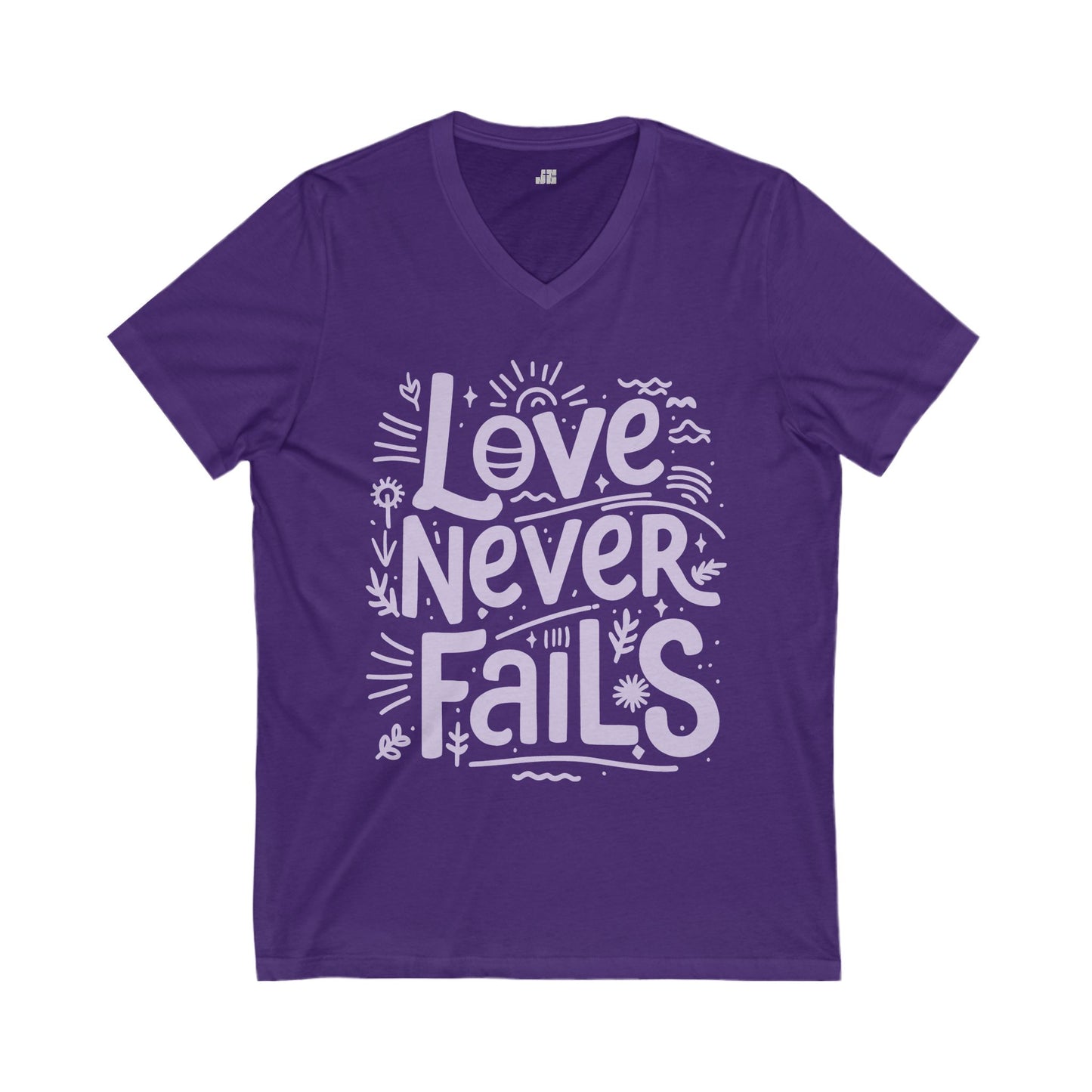 Love Never Fails V-Neck Tee