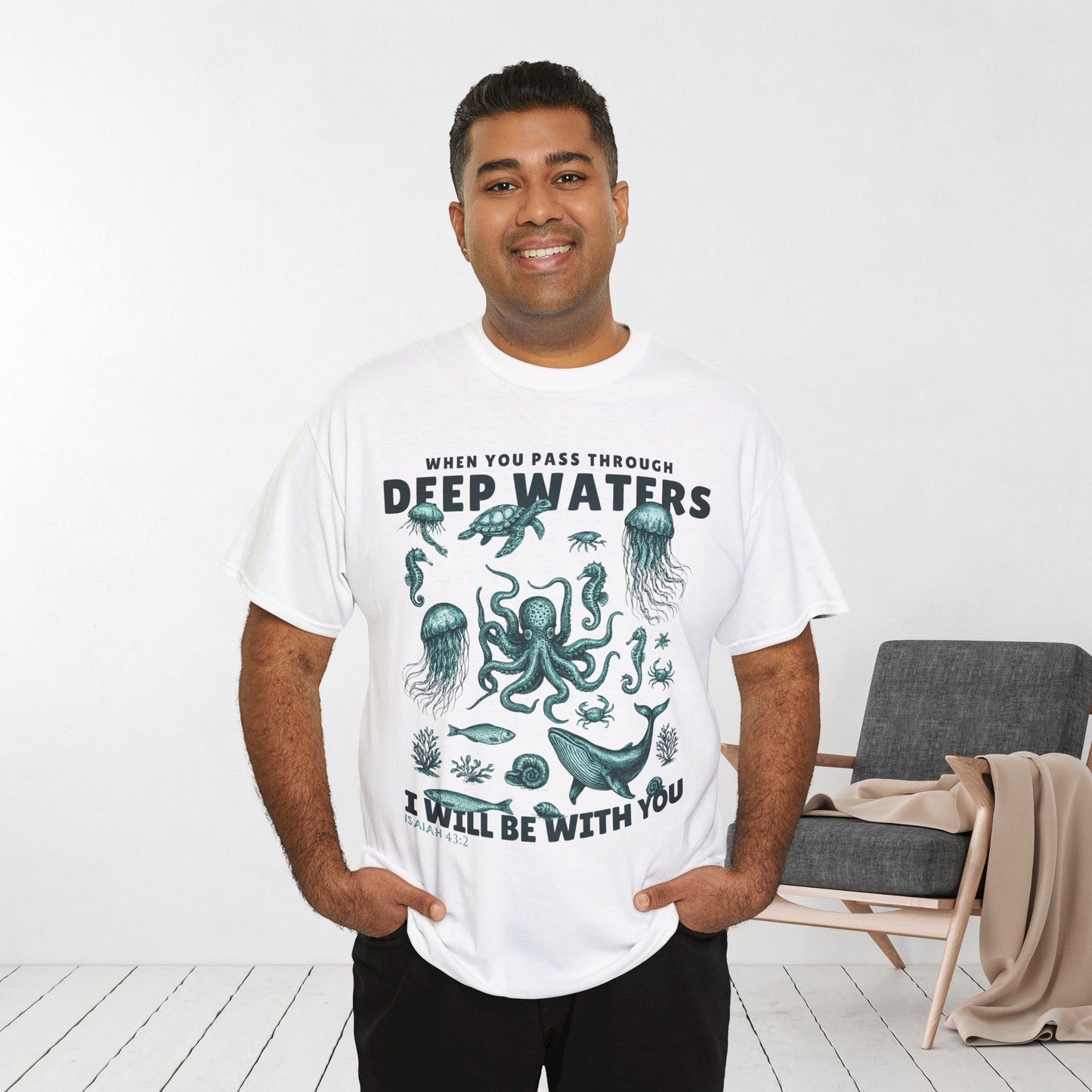 I Will Be With You Heavy Cotton Tee - Isaiah 43:2