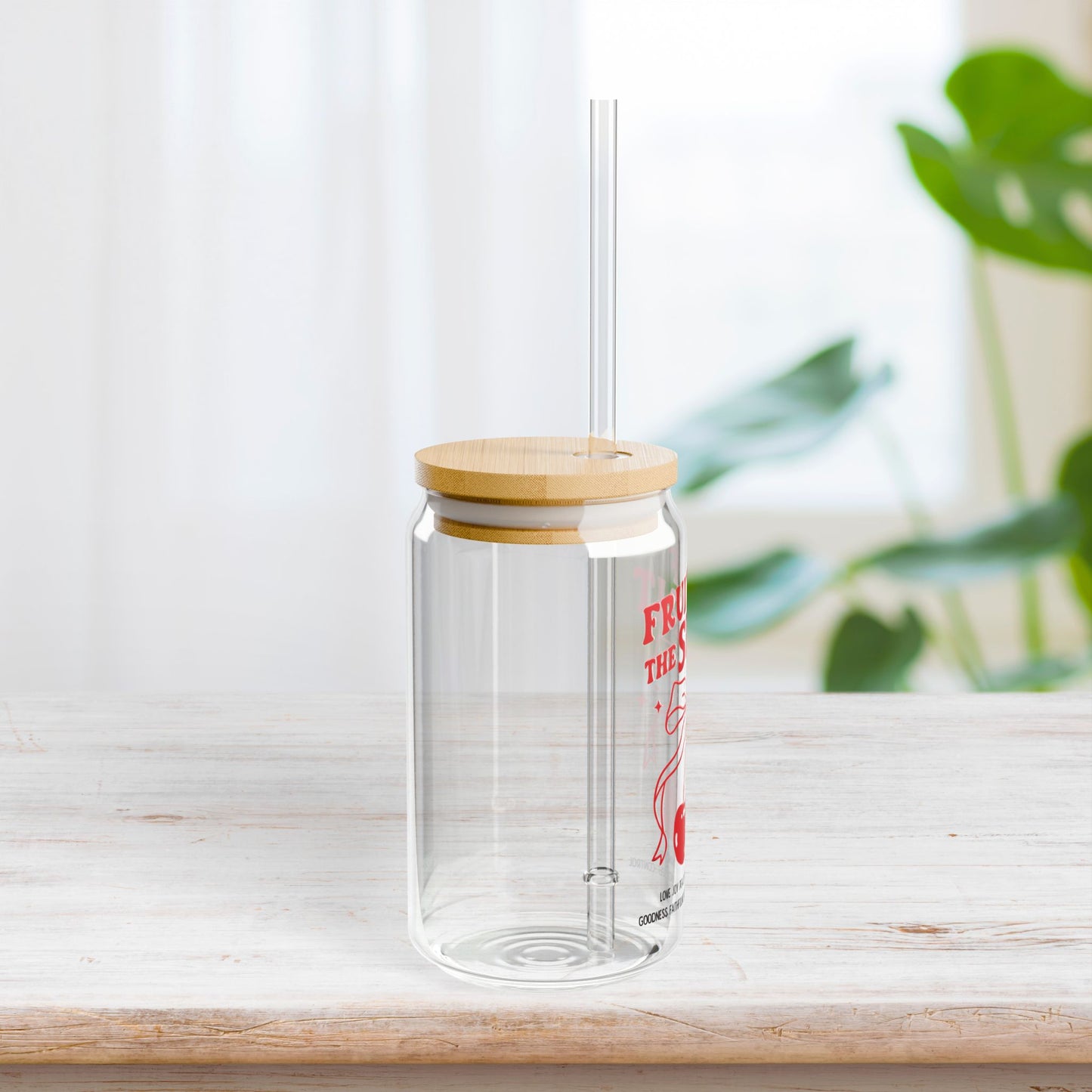 Fruit of the Spirit Sipper Glass with Bamboo Lid & Straw - 16 oz