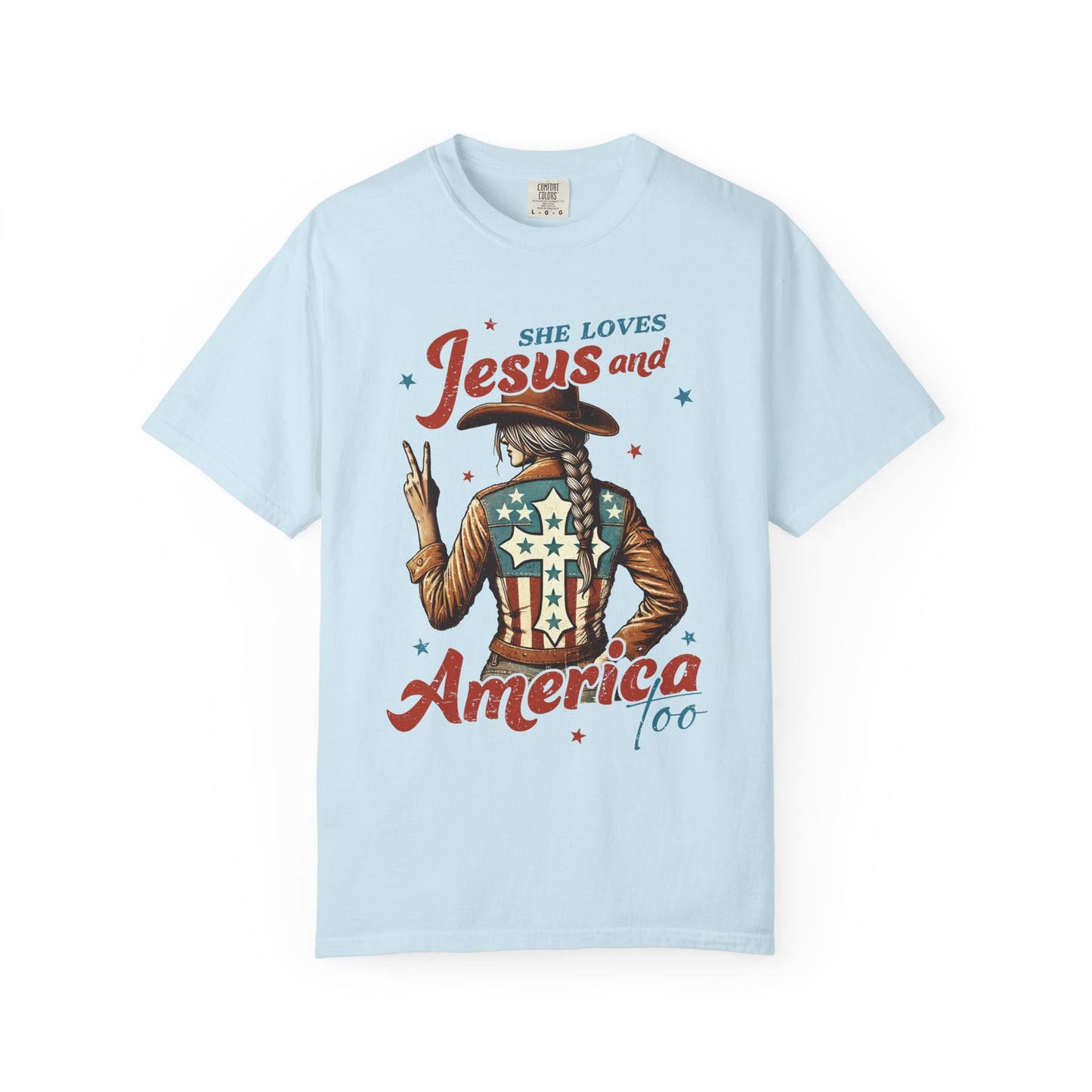 She Loves Jesus and America Too Comfort Colors Shirt