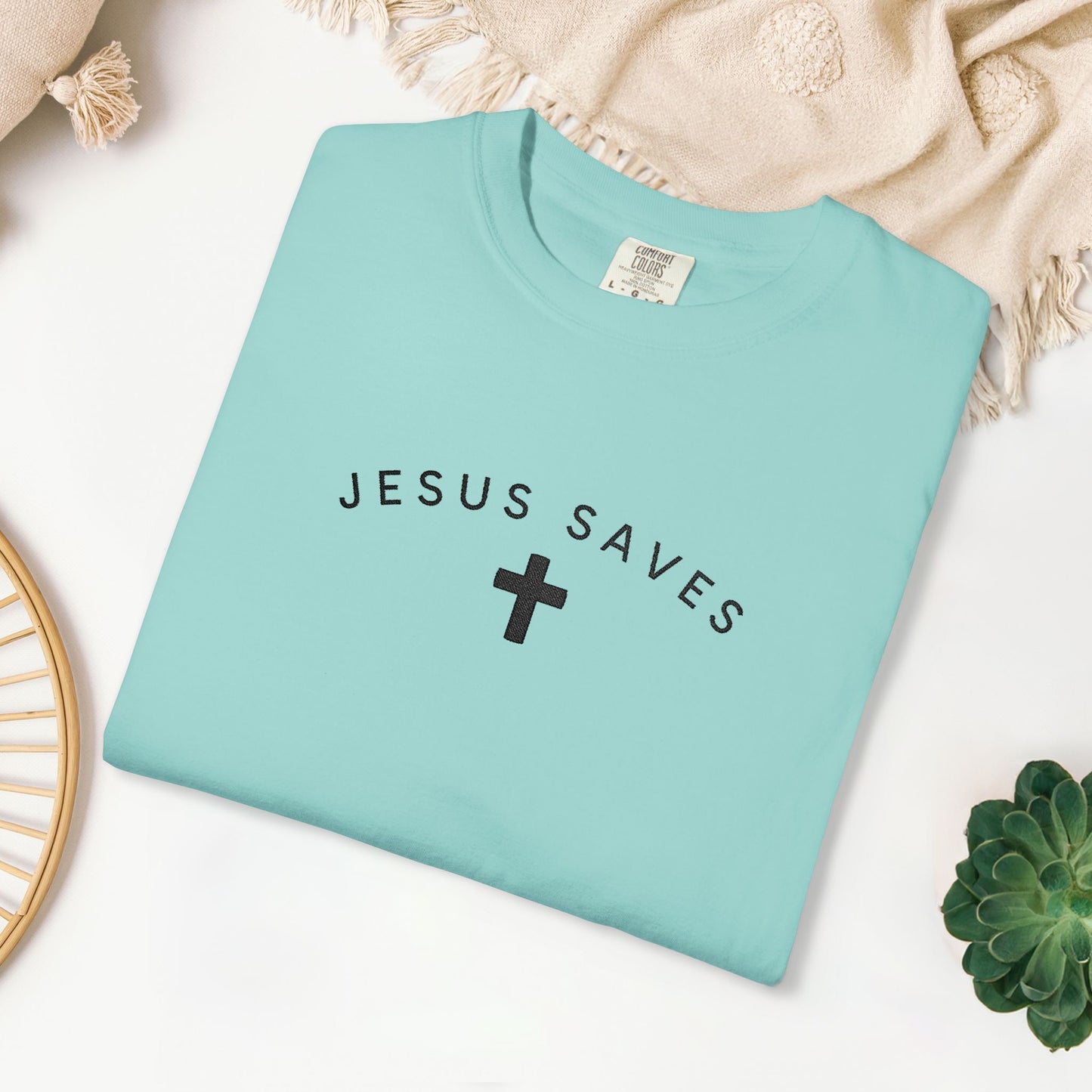 Embroidered Jesus Saves Comfort Colors Shirt