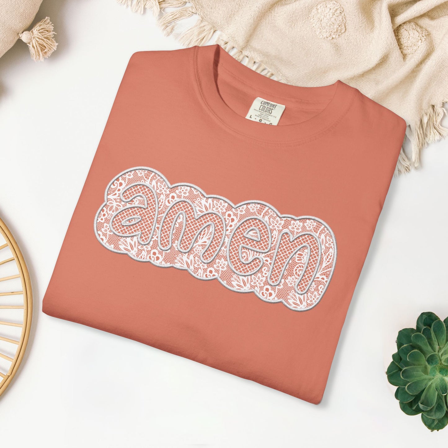 Amen Comfort Colors Shirt - Printed Lace Design