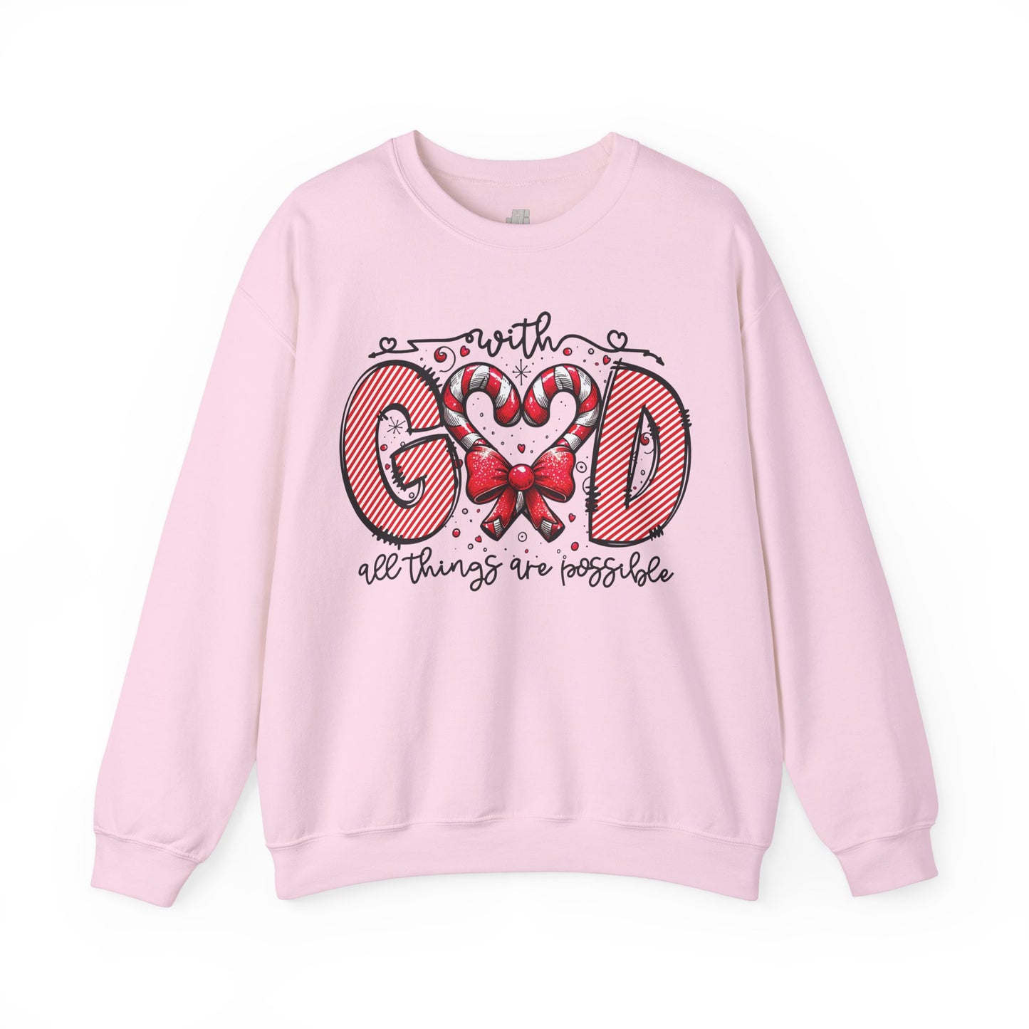 With God All Things Are Possible Christmas Sweatshirt - Christian Crewneck Pullover