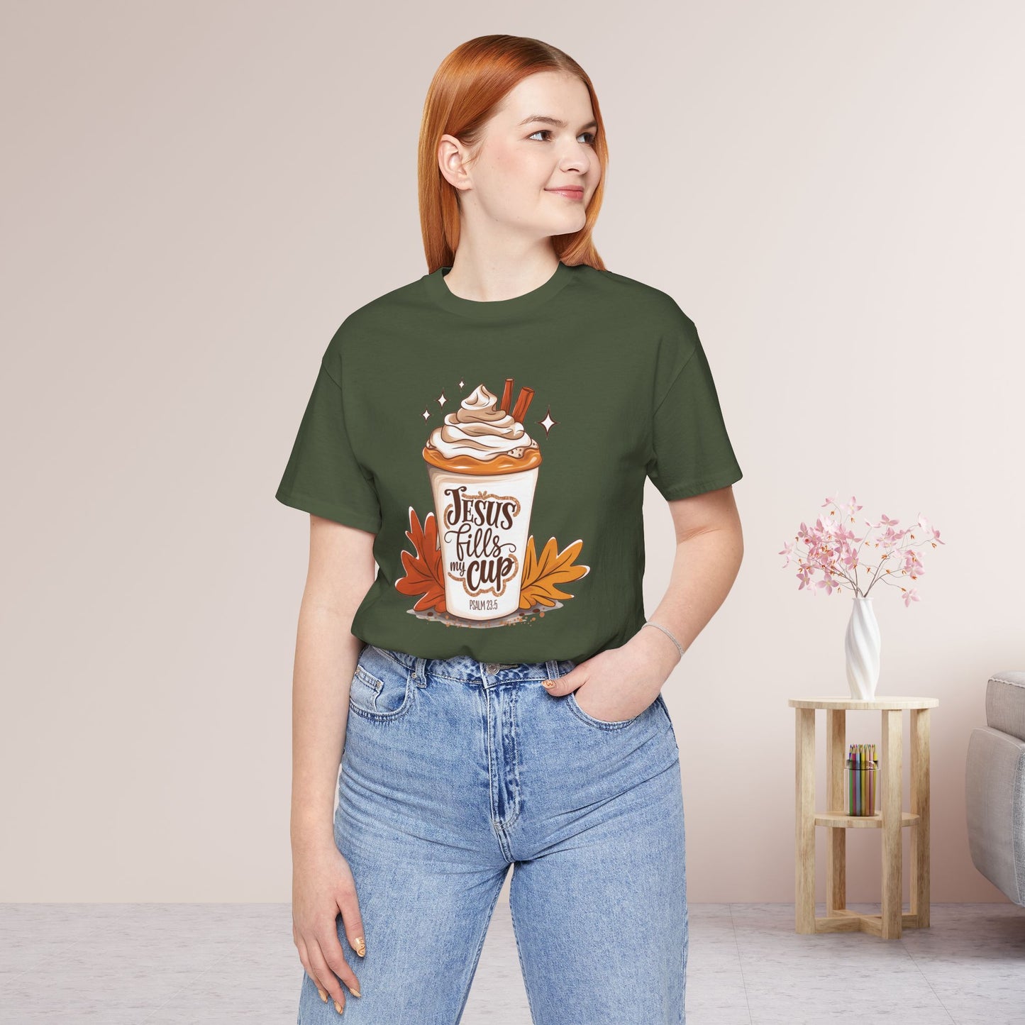Jesus Fills My Cup Soft Cotton Tee - Fall Christian Tee