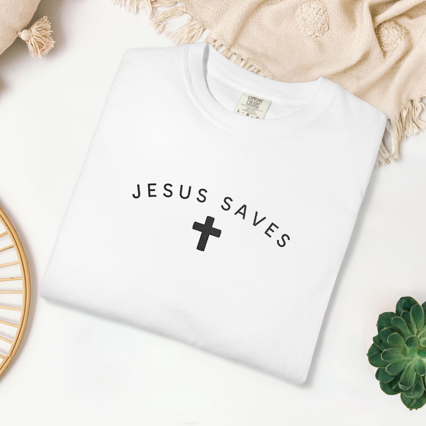 Embroidered Jesus Saves Comfort Colors Shirt