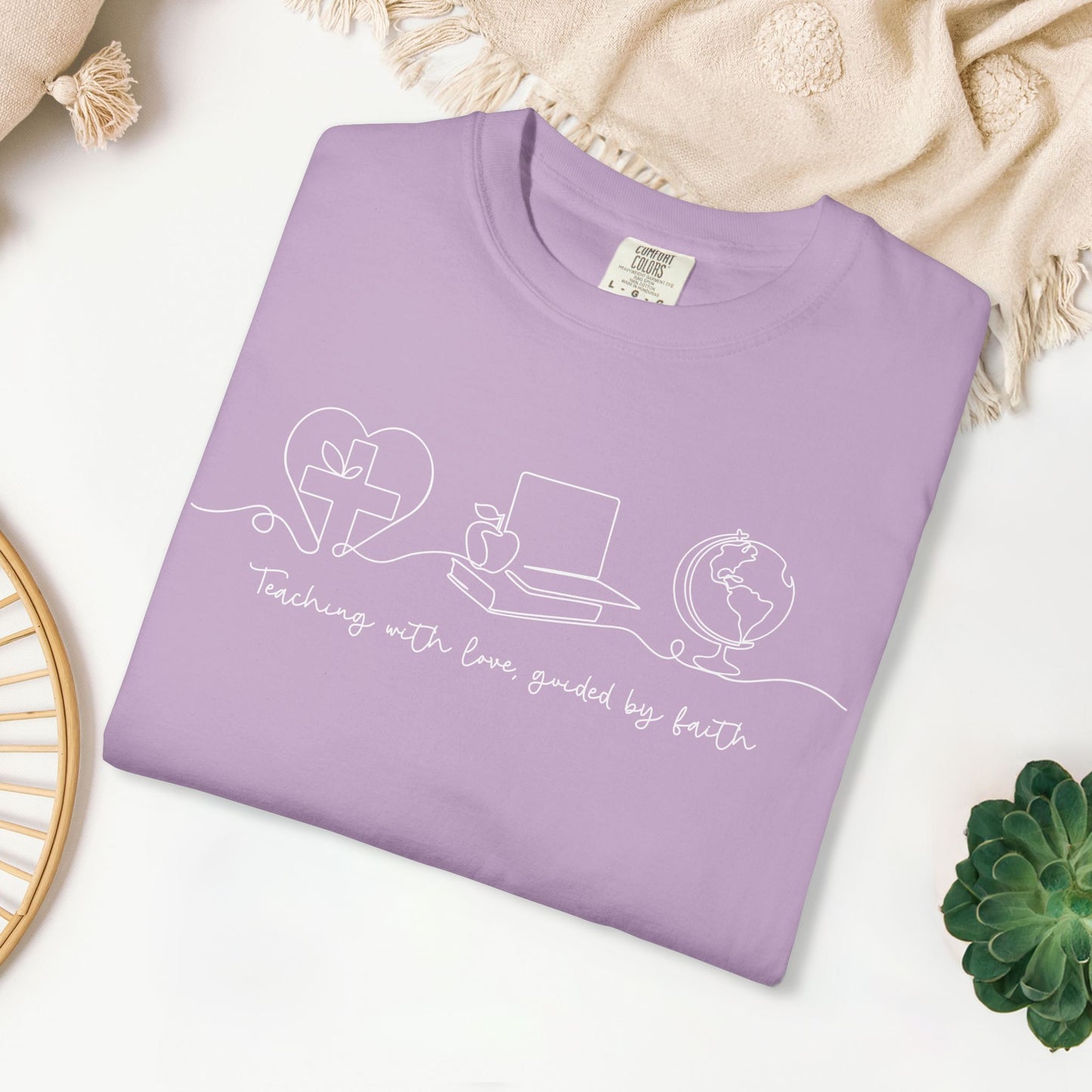 Teaching With love Guided by Faith Comfort Colors Shirt