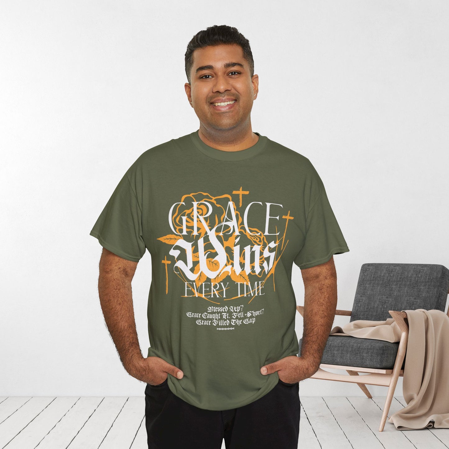 Grace Wins Every Time Heavy Cotton Tee