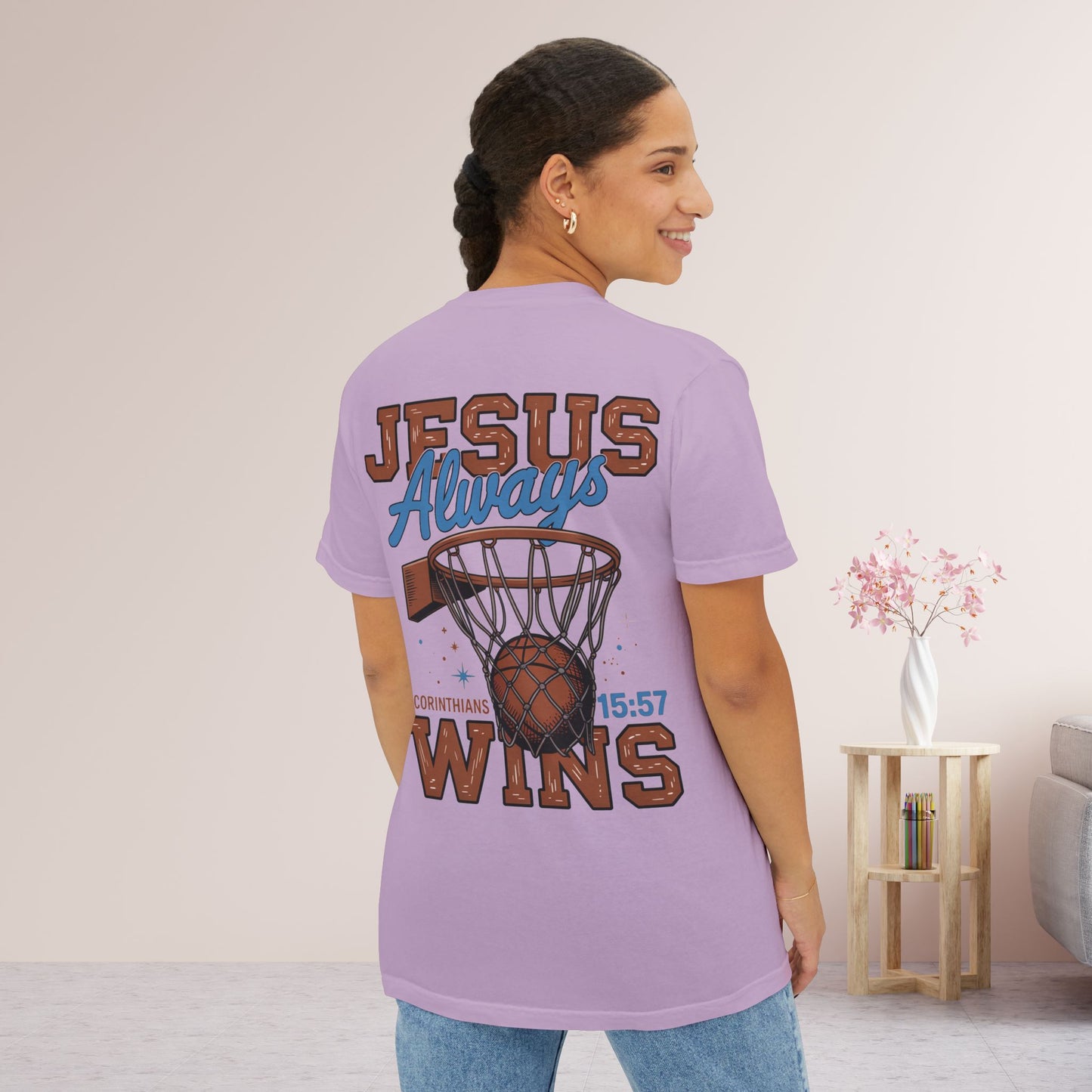 Jesus Always Wins Comfort Colors Pocket T-Shirt
