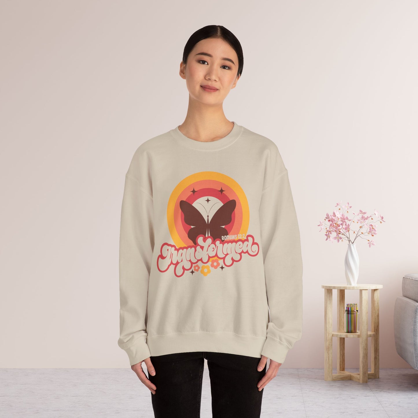 Transformed Sweatshirt - Romans 12:2 Bible Verse Sweatshirt