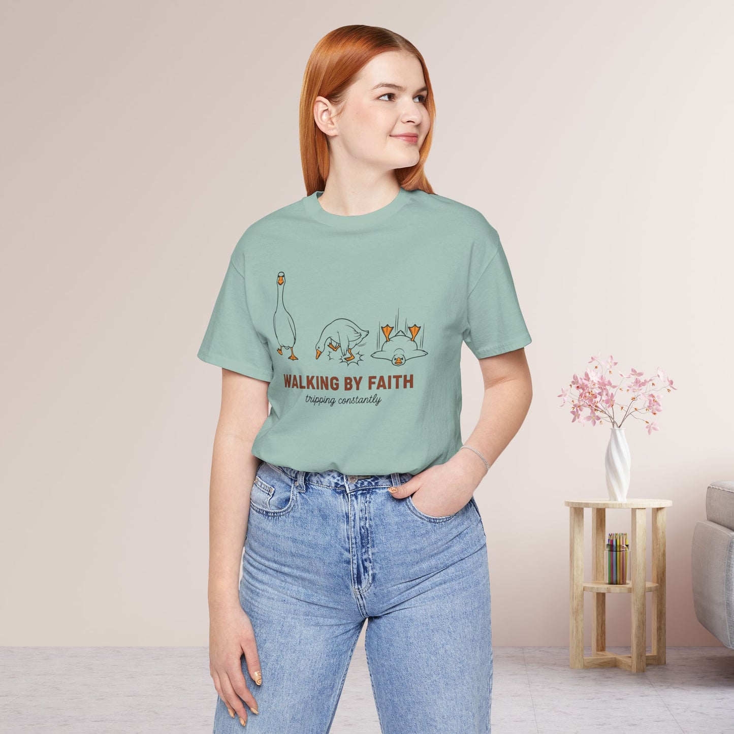 Walking By Faith Tripping Constantly Soft Cotton Tee