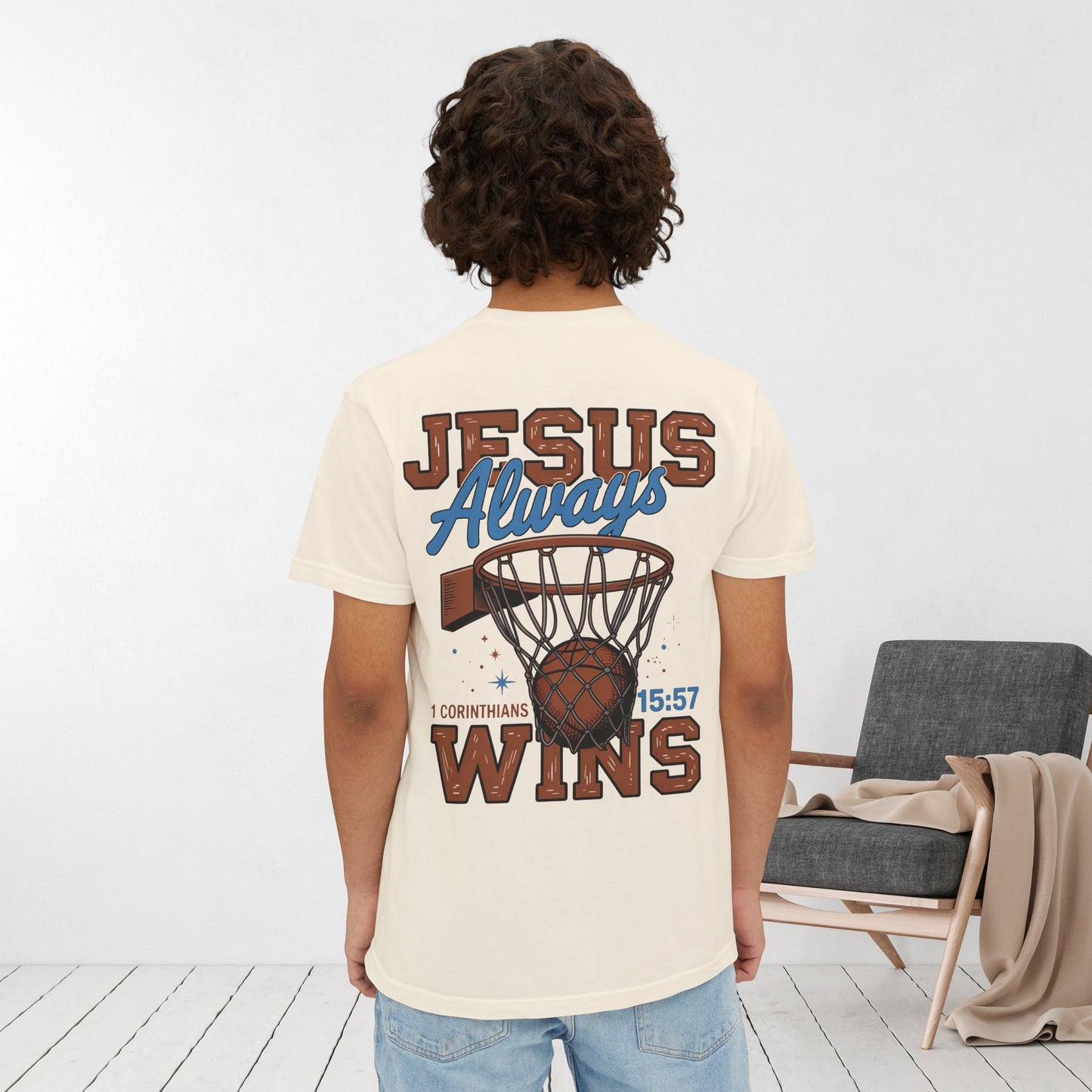 Jesus Always Wins Comfort Colors Pocket T-Shirt