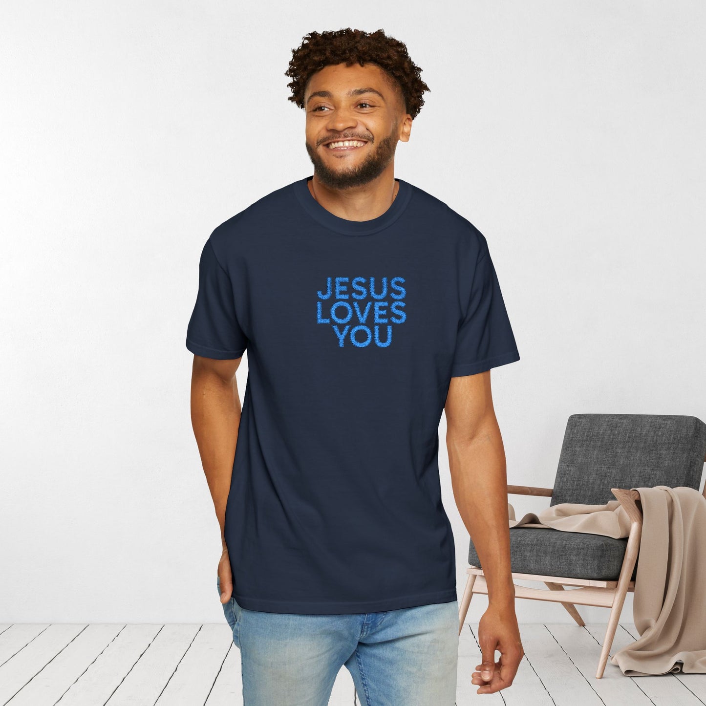 Jesus Loves You Embroidered Comfort Colors Shirt