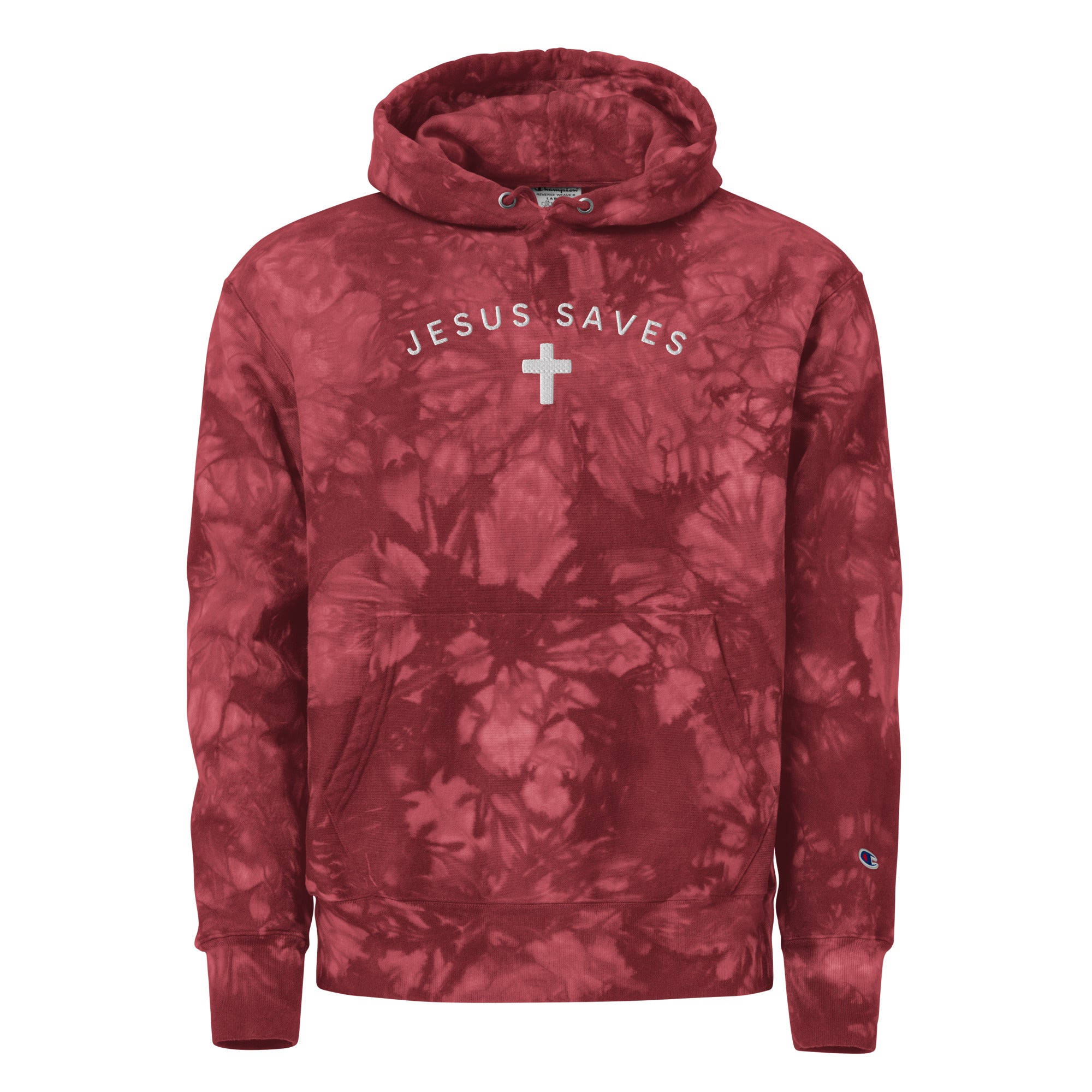 Embroidered Jesus Saves Hoodie - Unisex Champion Tie-Dye Hoodie
