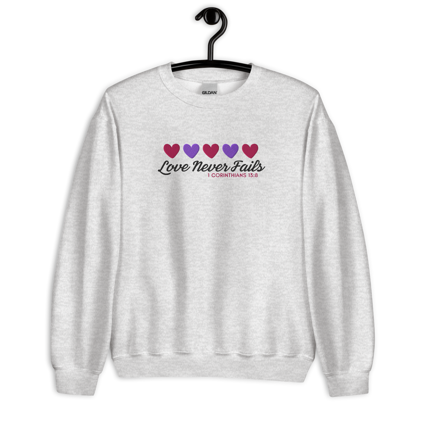 Love Never Fails Embroidered Women's Sweatshirt