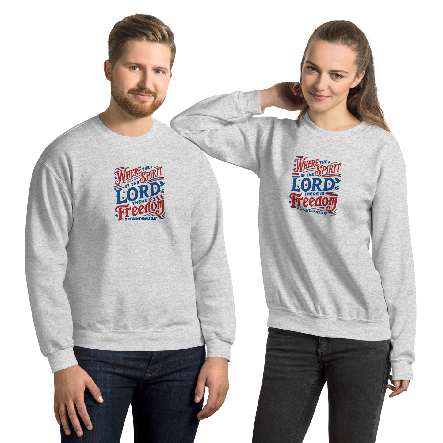 Where The Spirit of the Lord There is Freedom Embroidered Sweatshirt