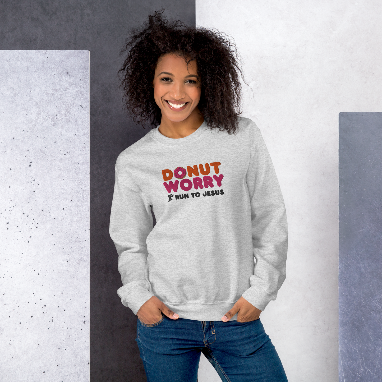 Embroidered Run To Jesus Sweatshirt