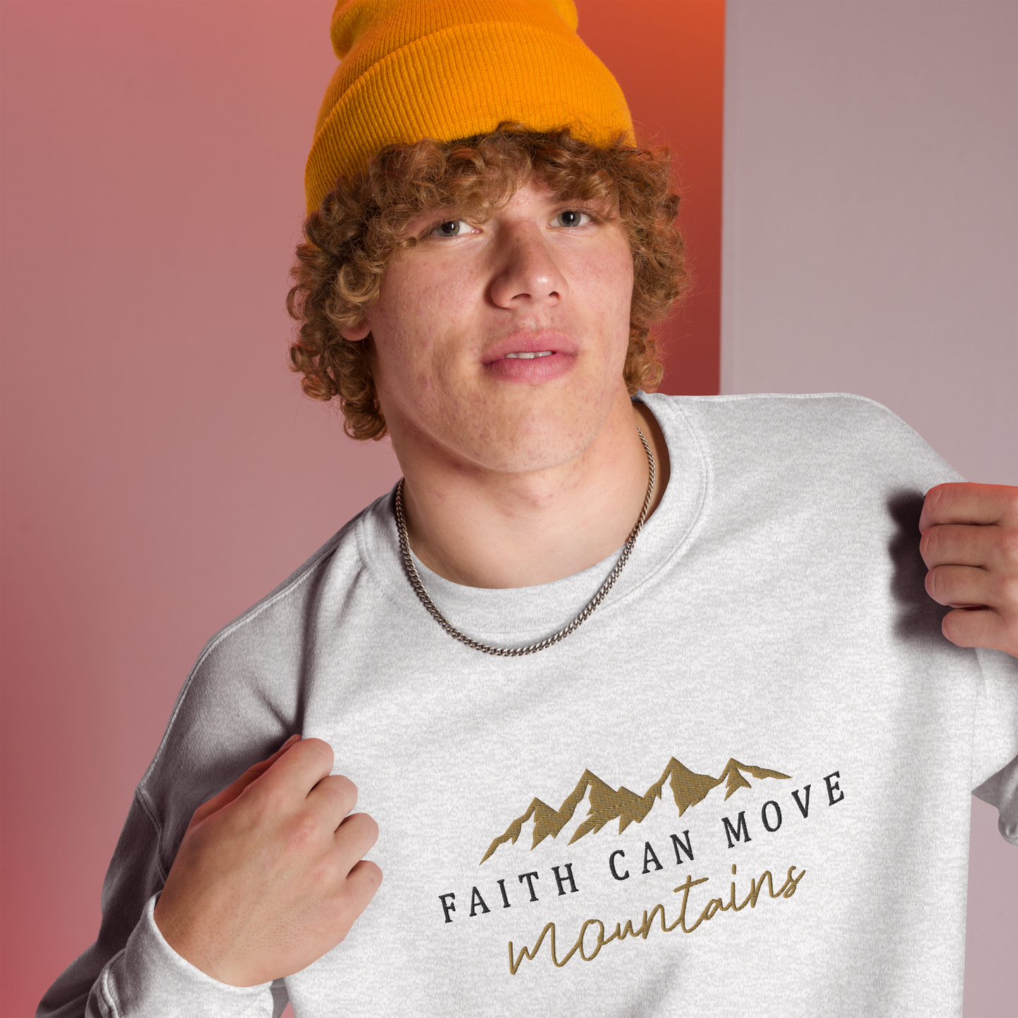 Embroidered Faith Can Move Mountains Sweatshirt