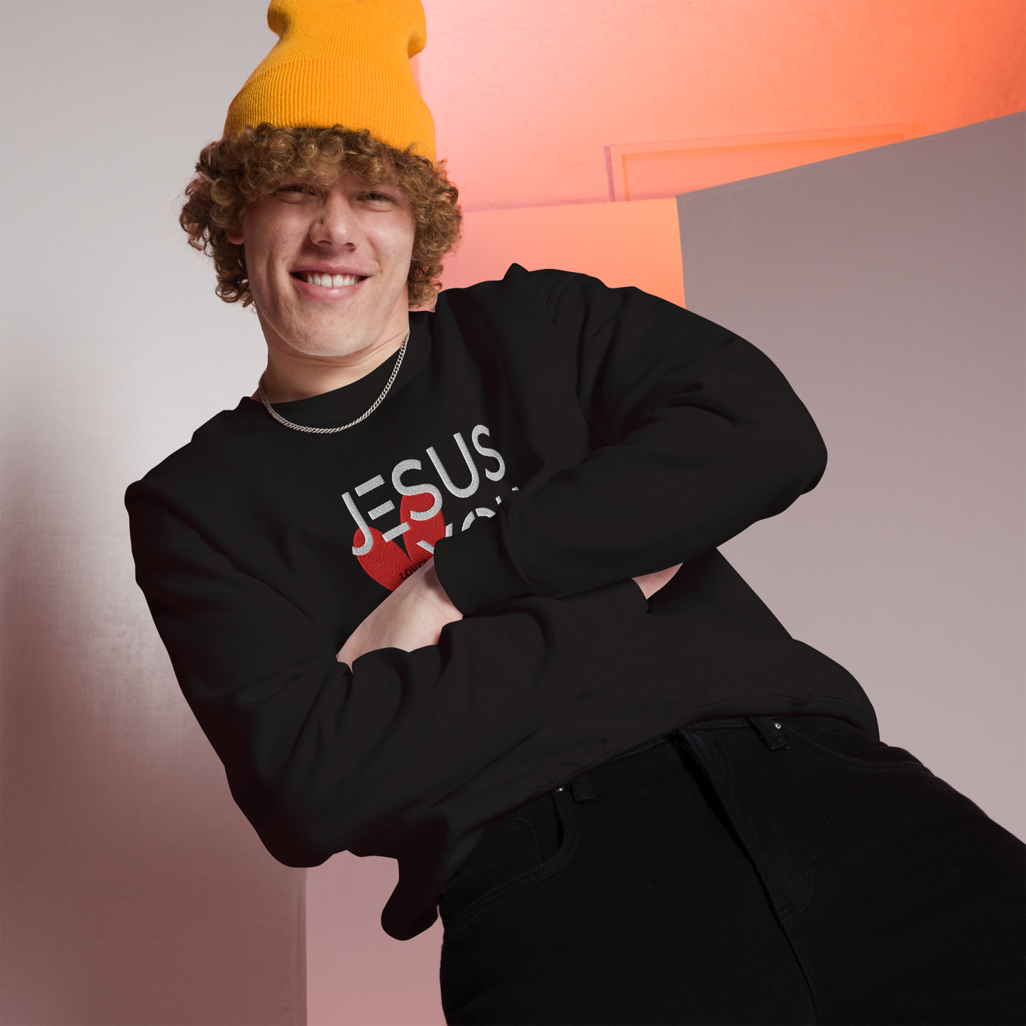 Jesus Loves You Embroidered Sweatshirt