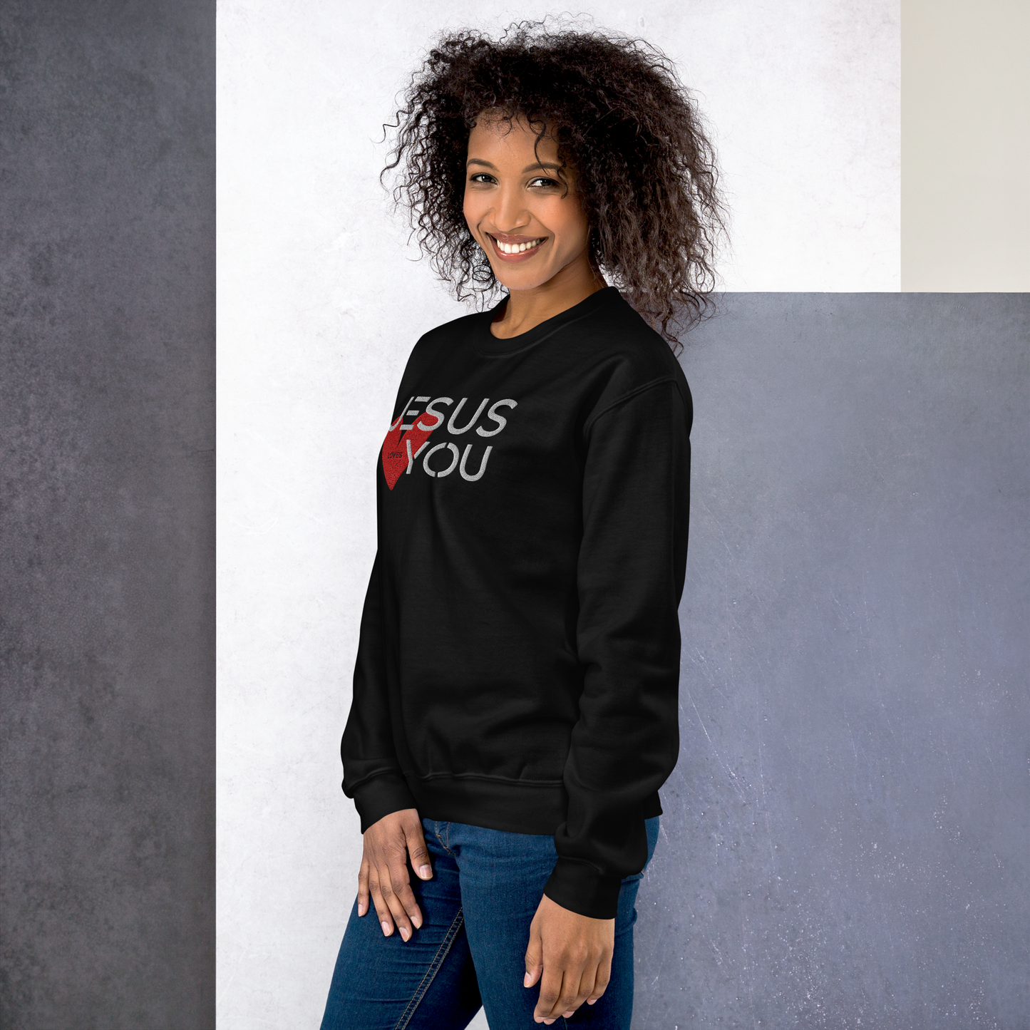Jesus Loves You Embroidered Sweatshirt