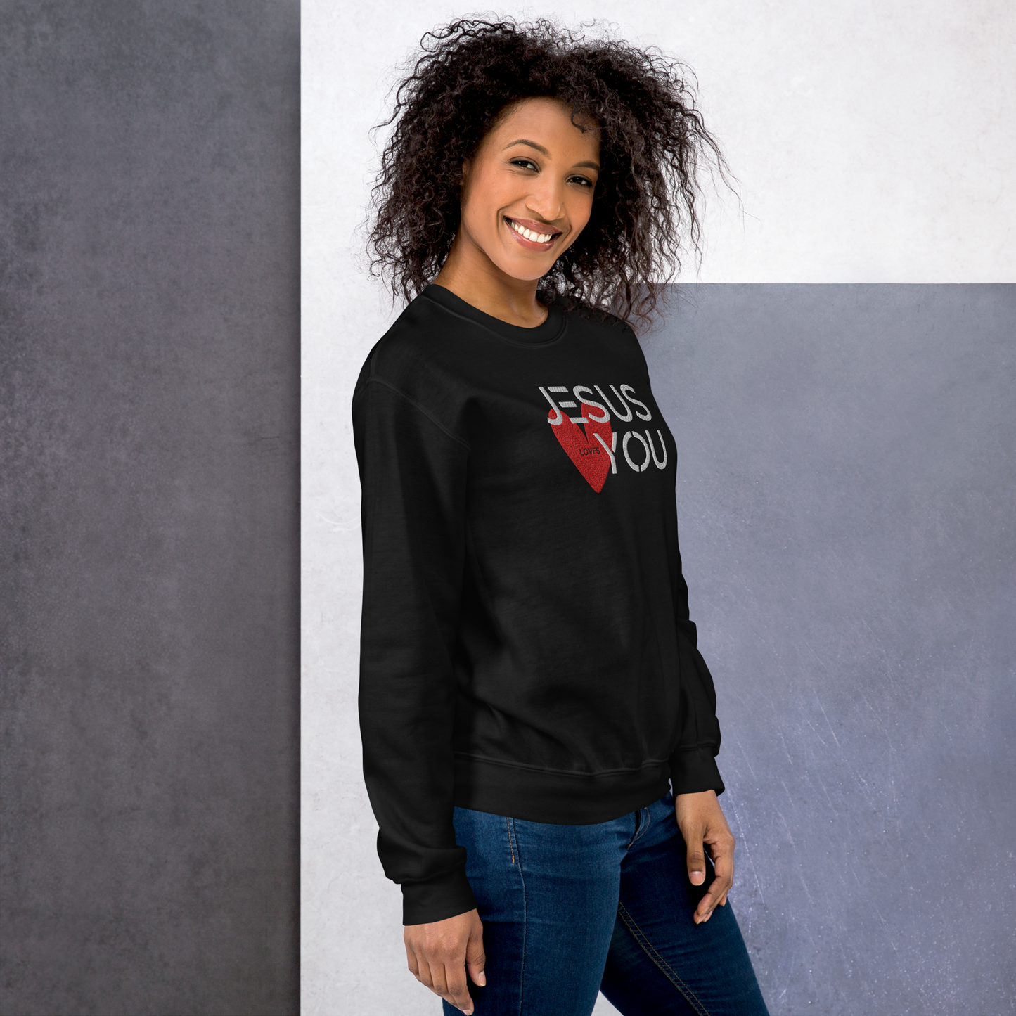 Jesus Loves You Embroidered Sweatshirt