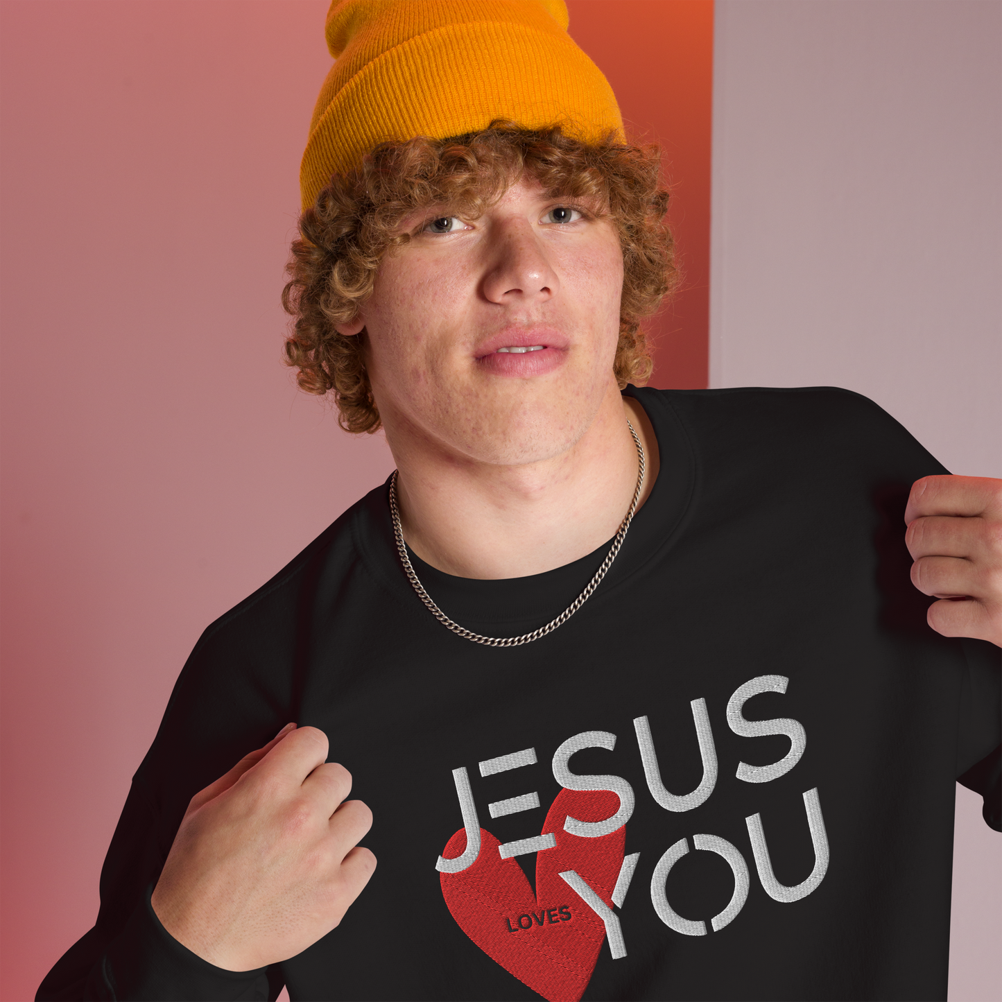 Jesus Loves You Embroidered Sweatshirt