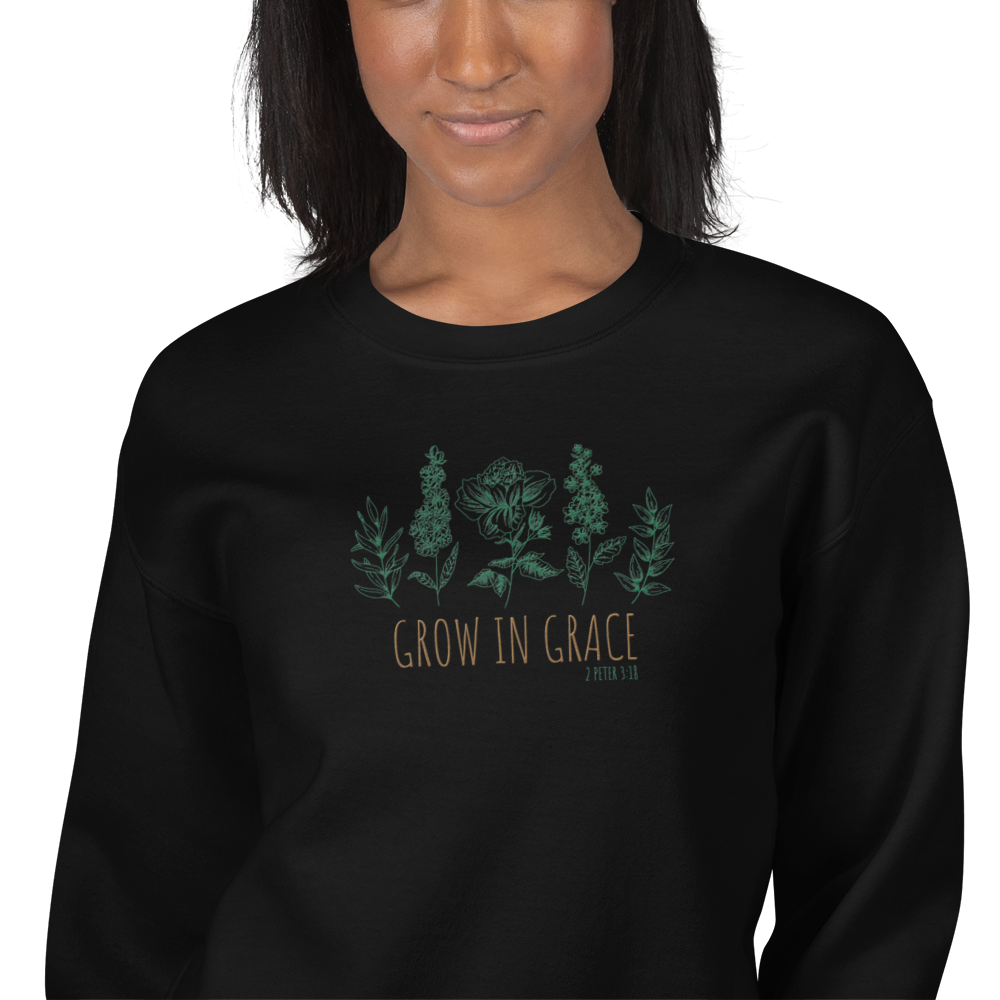 Grow in Grace Embroidered Women's Sweatshirt