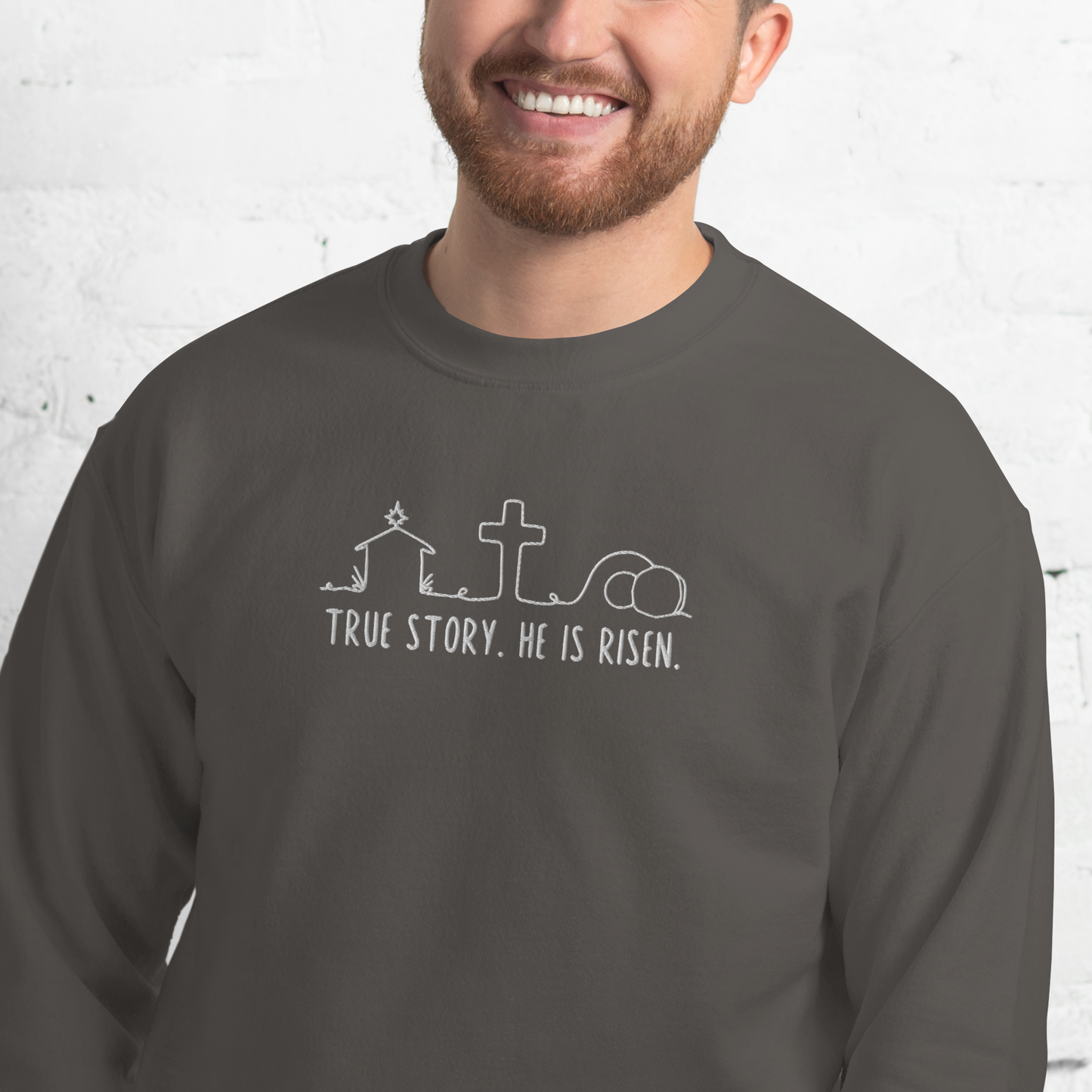 True Story He is Risen Embroidered Sweatshirt