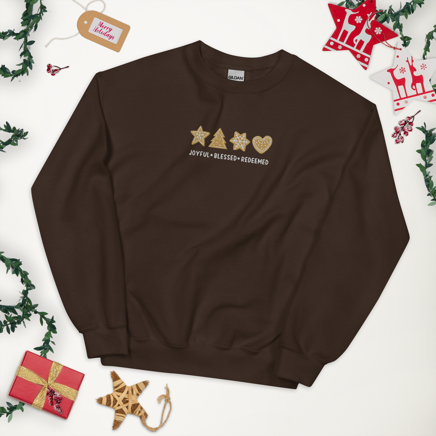 Embroidered Joyful Blessed Redeemed Sweatshirt