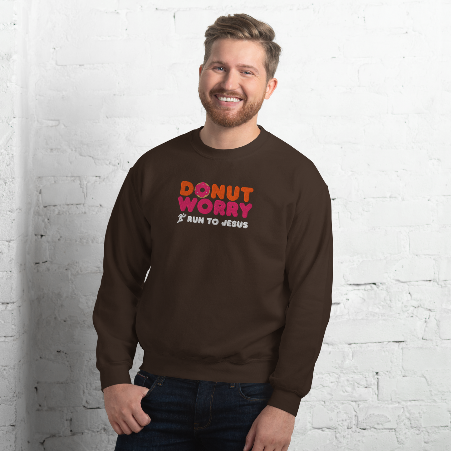 Embroidered Run To Jesus Sweatshirt