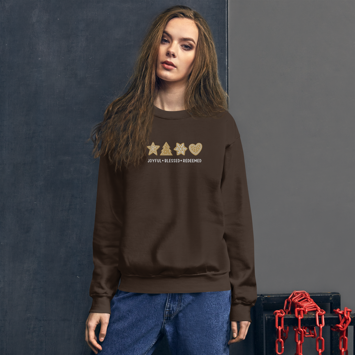 Embroidered Joyful Blessed Redeemed Sweatshirt