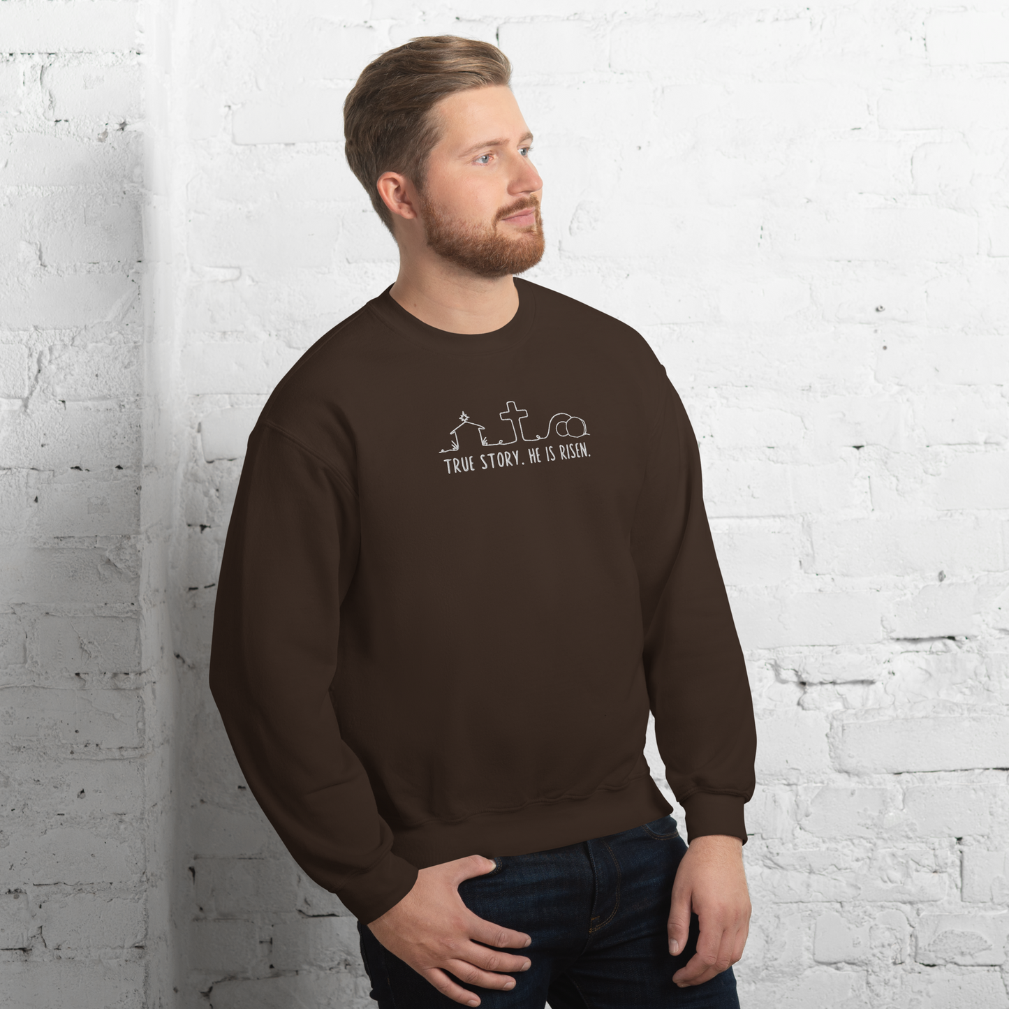 True Story He is Risen Embroidered Sweatshirt