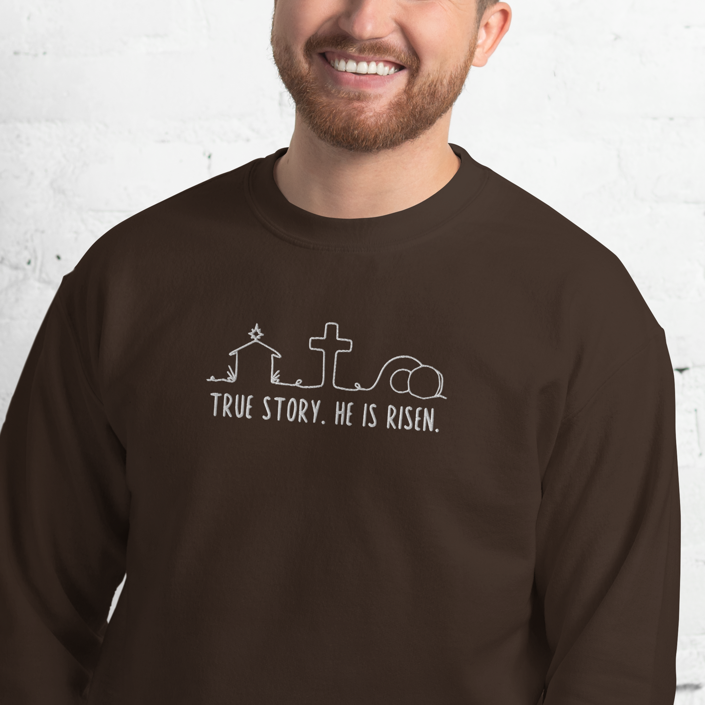 True Story He is Risen Embroidered Sweatshirt