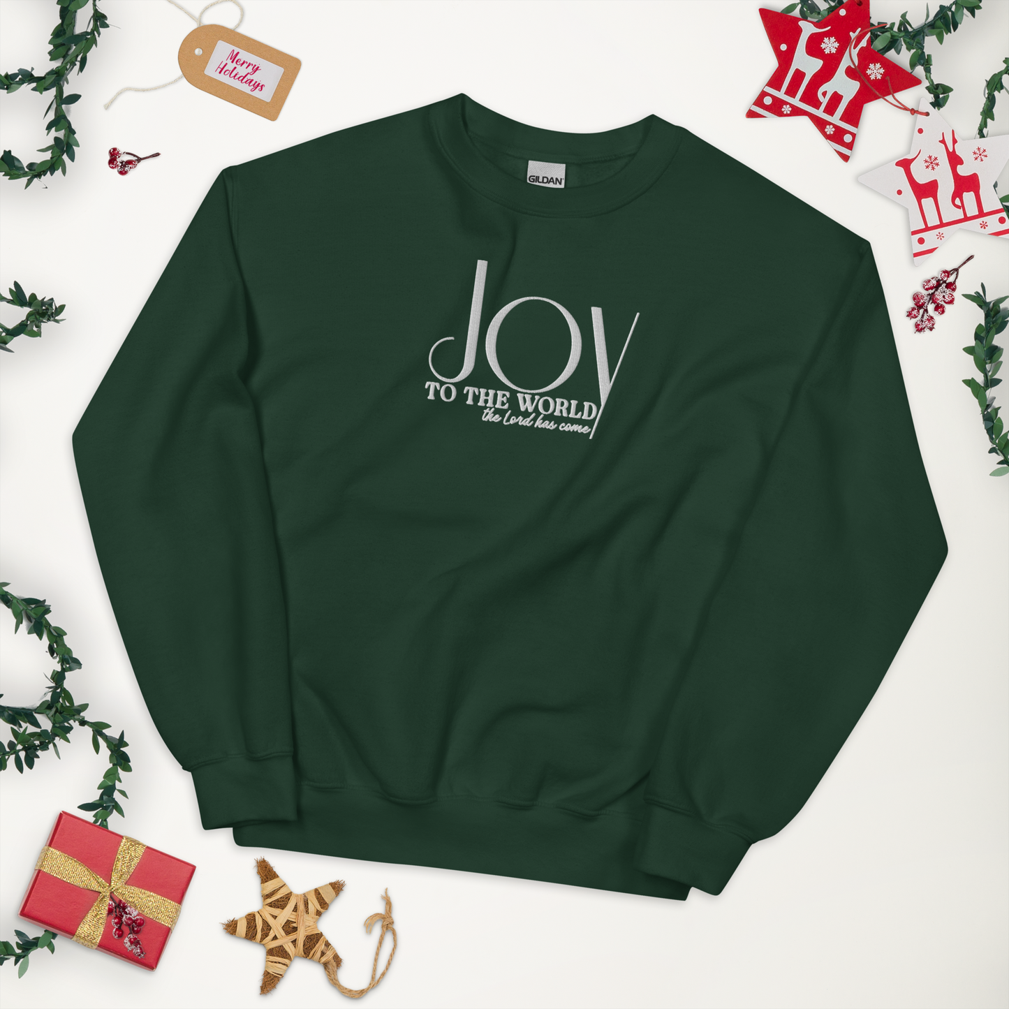 Embroidered Joy to The World Sweatshirt