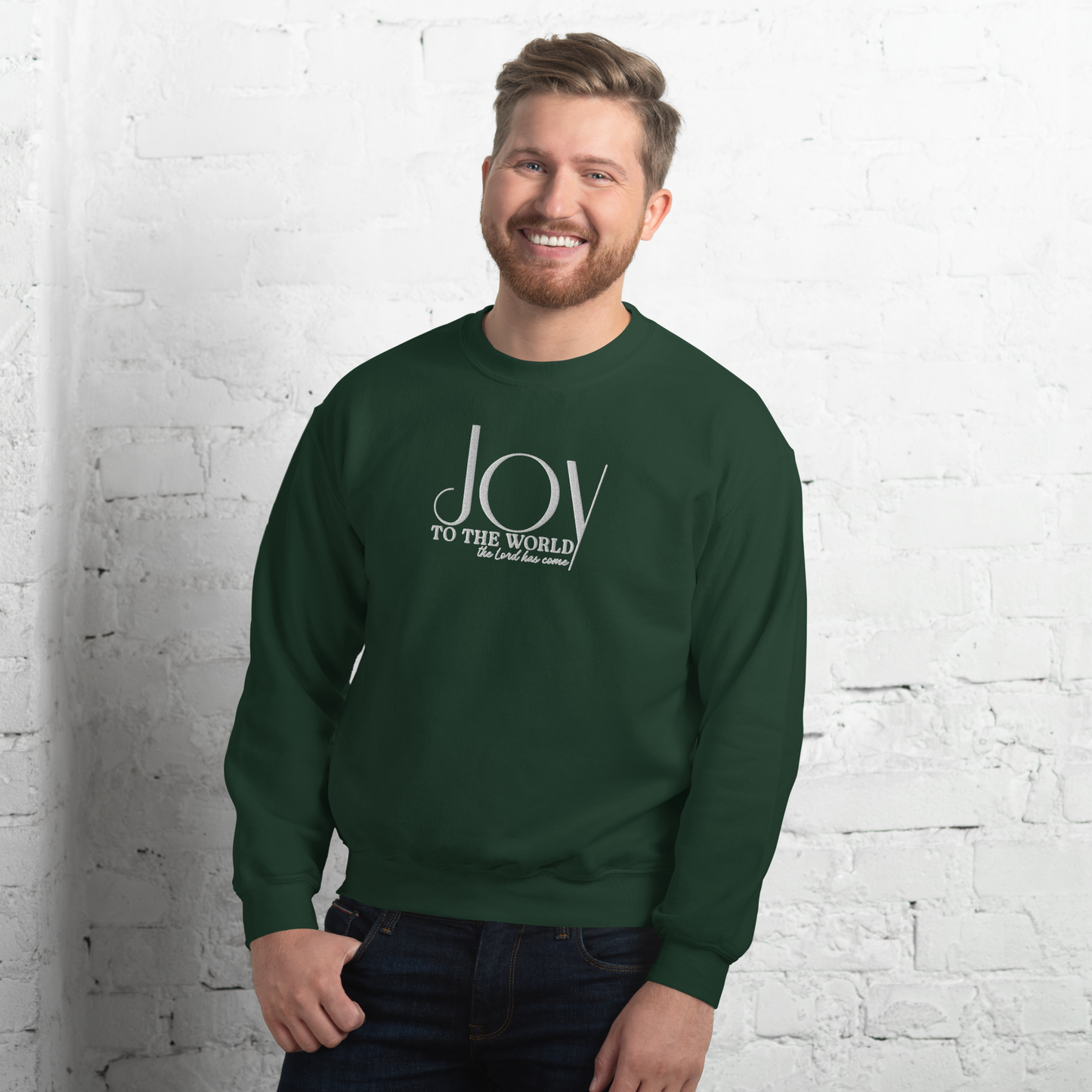 Embroidered Joy to The World Sweatshirt