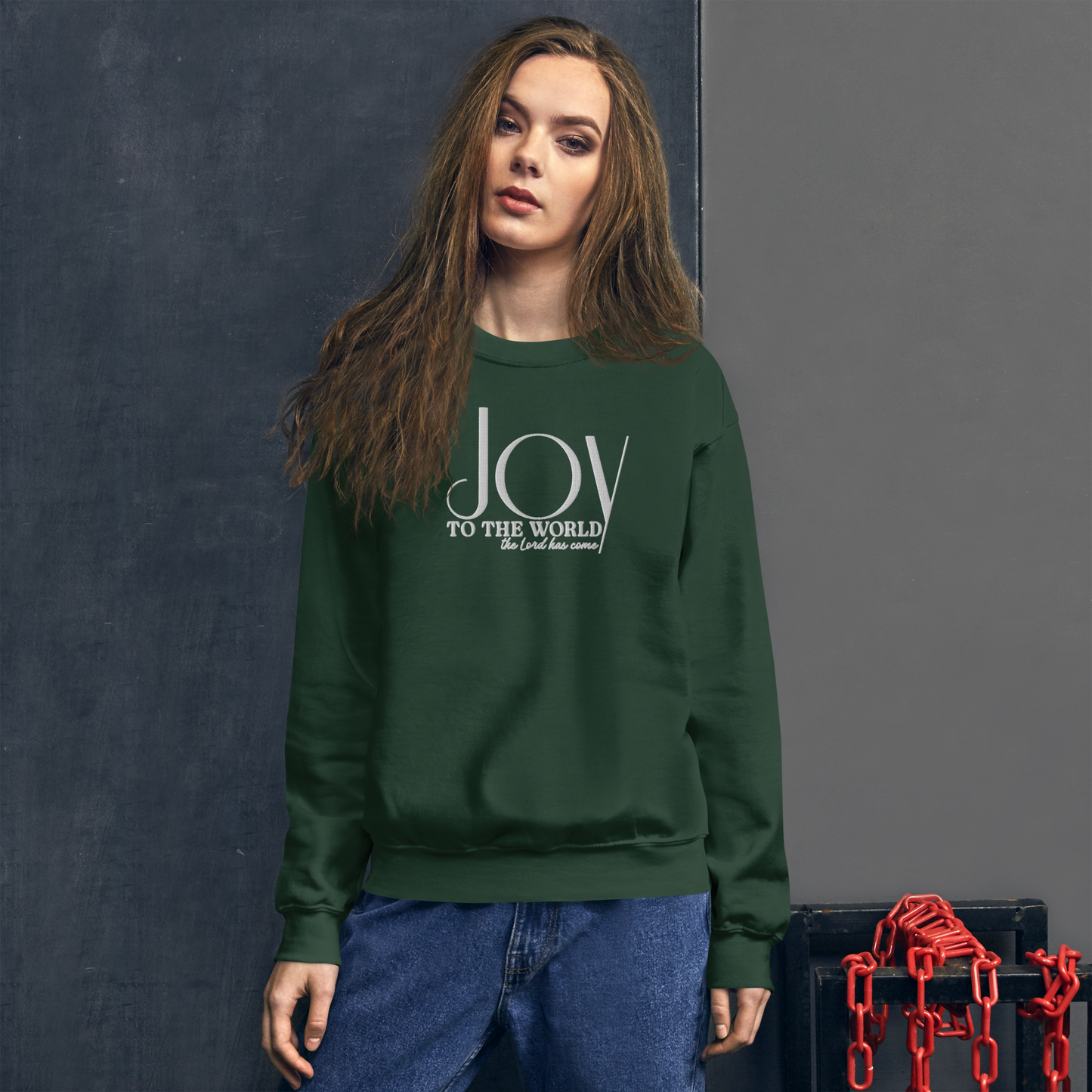Embroidered Joy to The World Sweatshirt