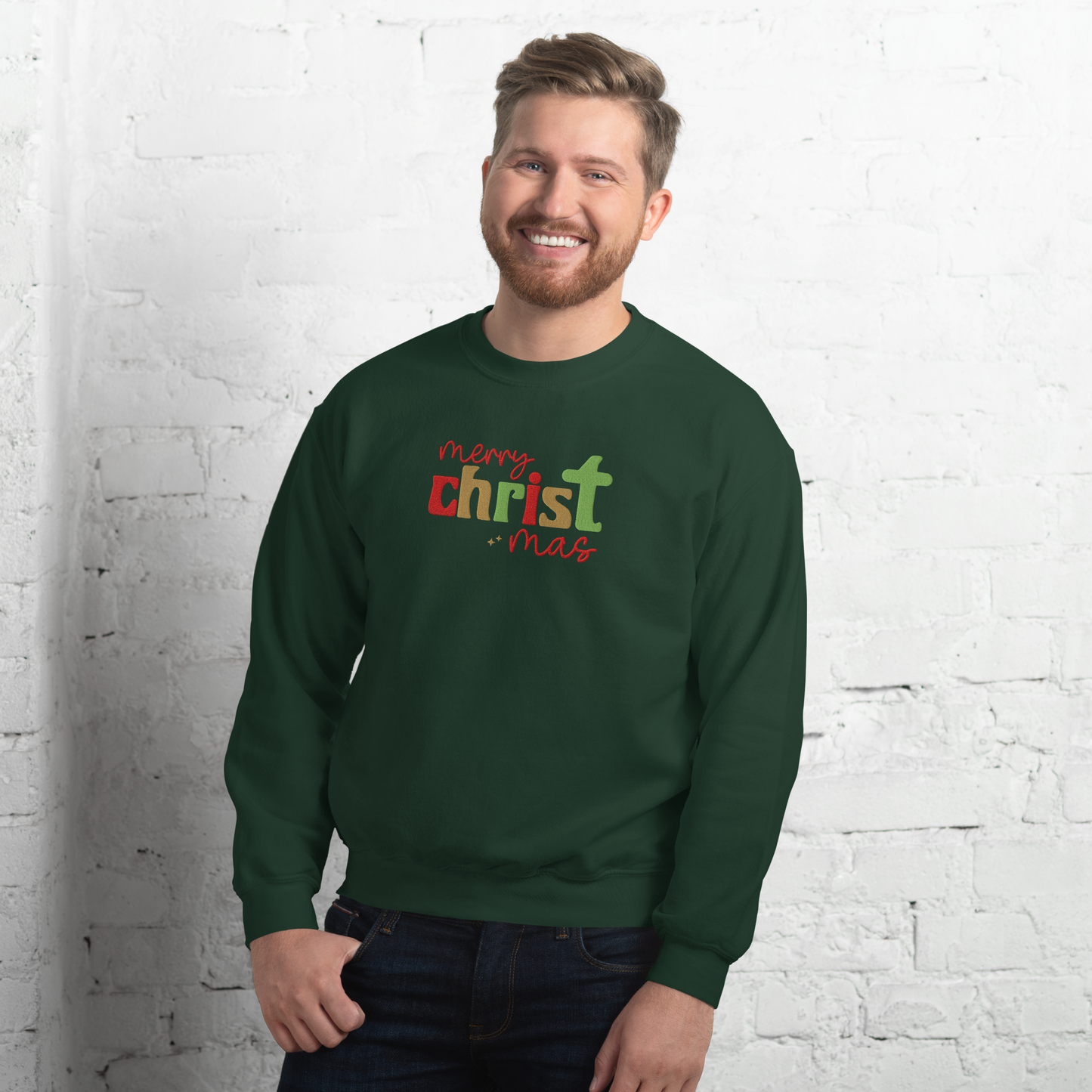 Embroidered Merry Christmas Sweatshirt