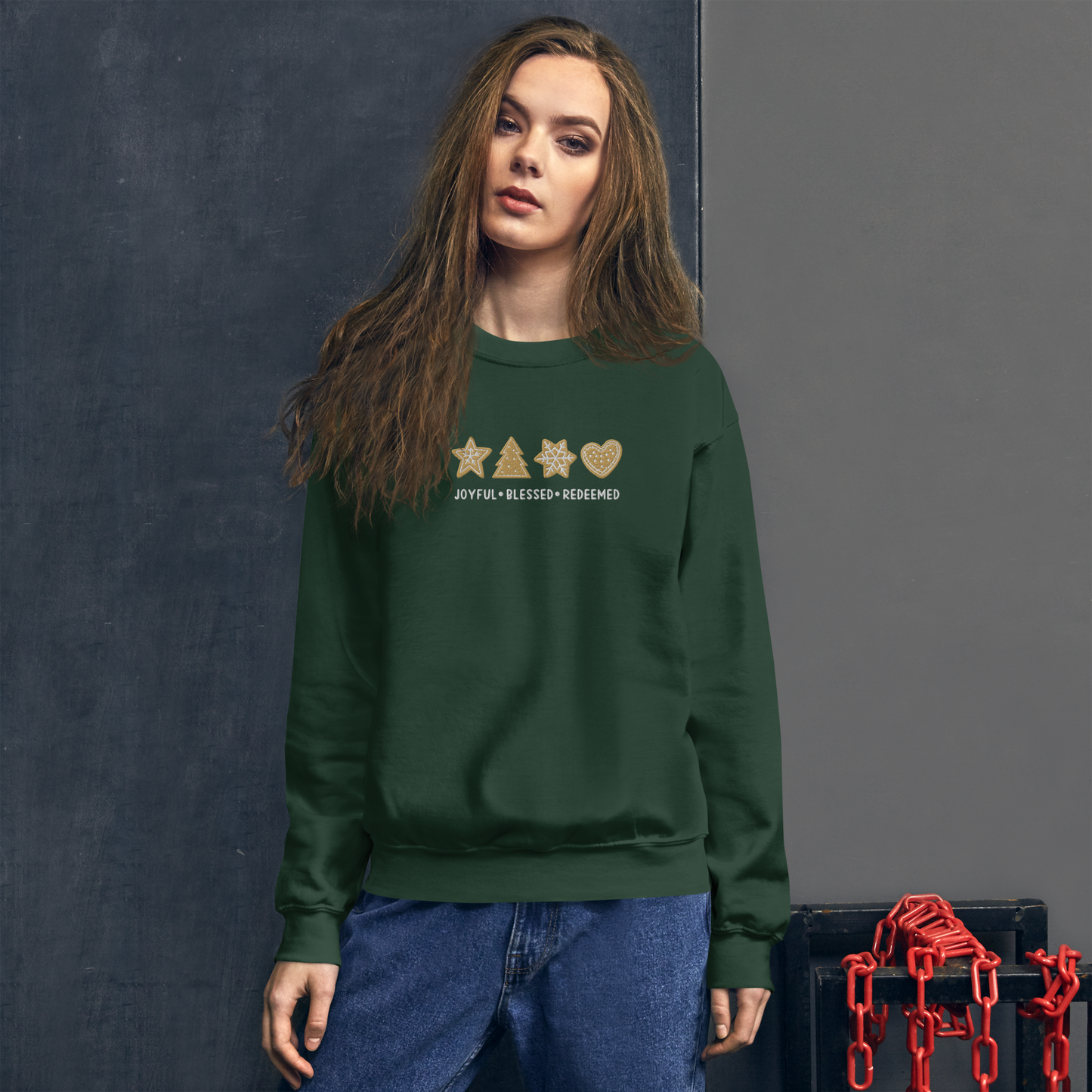 Embroidered Joyful Blessed Redeemed Sweatshirt