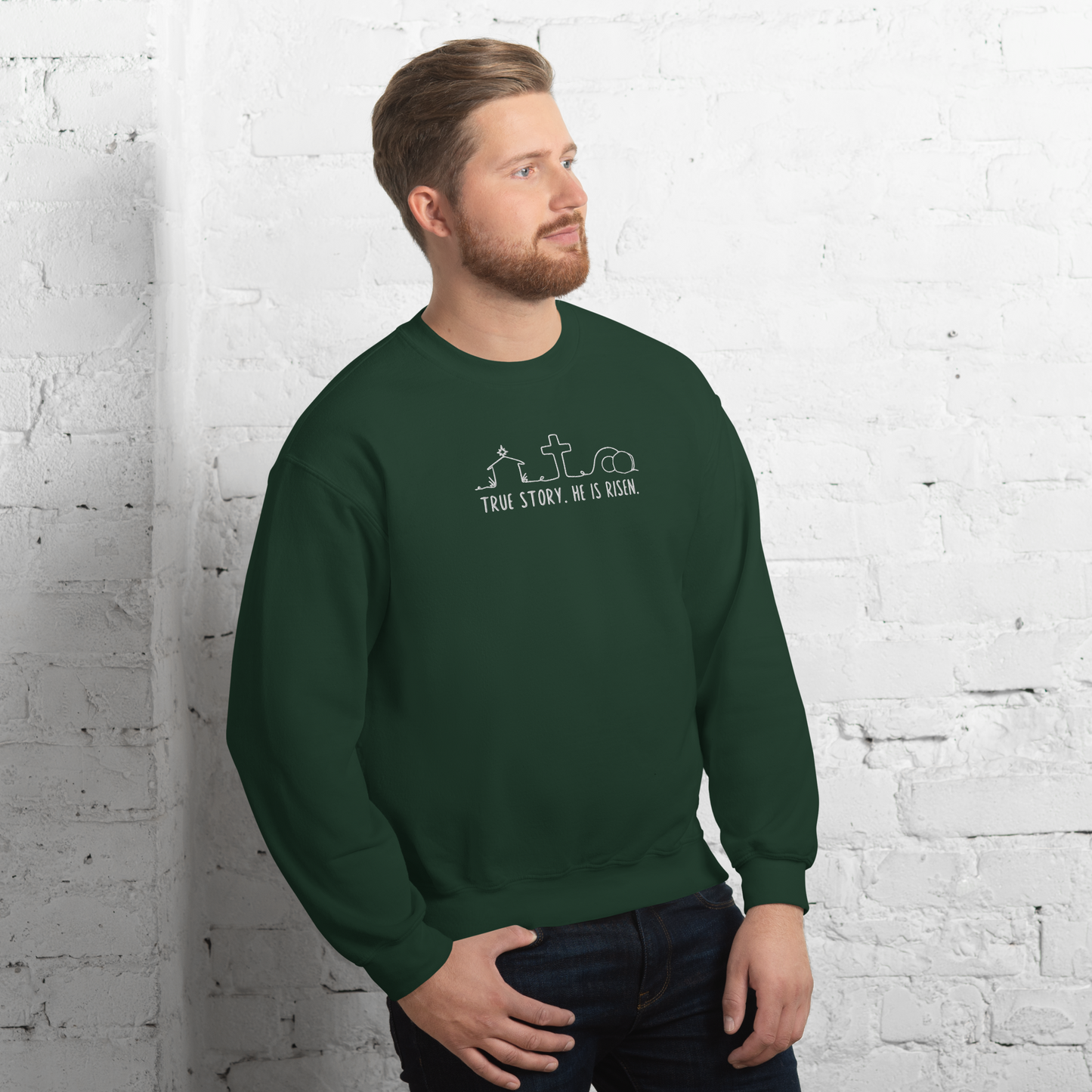 True Story He is Risen Embroidered Sweatshirt