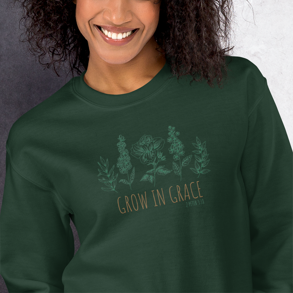 Grow in Grace Embroidered Women's Sweatshirt