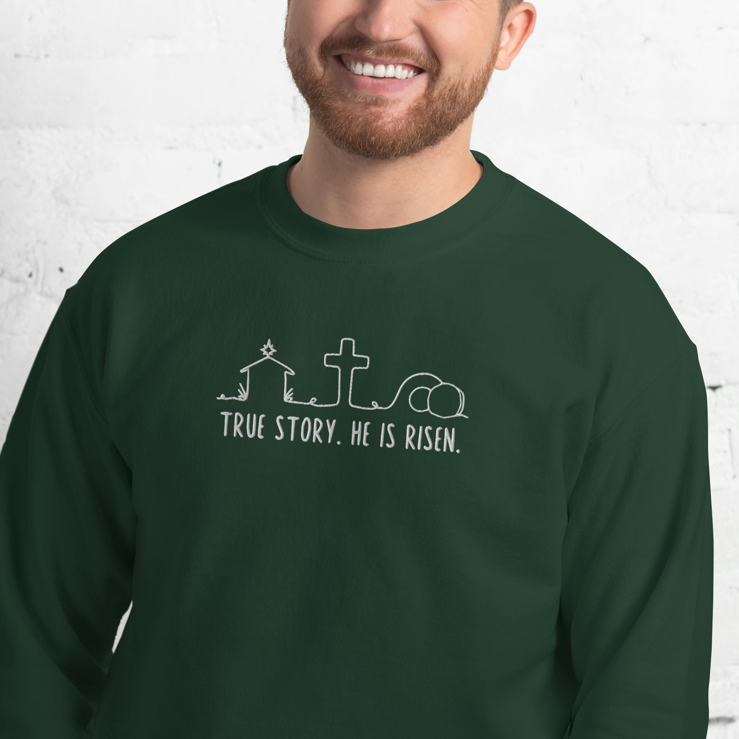 True Story He is Risen Embroidered Sweatshirt