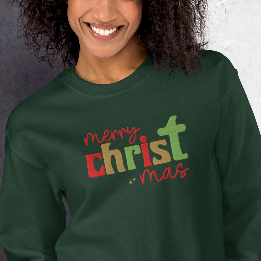 Embroidered Merry Christmas Sweatshirt