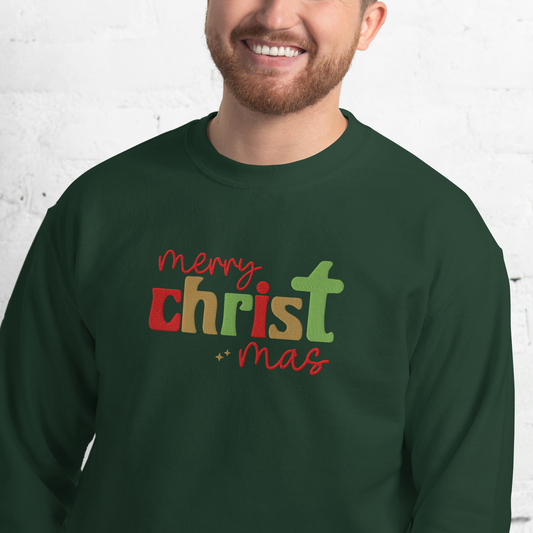 Embroidered Merry Christmas Sweatshirt