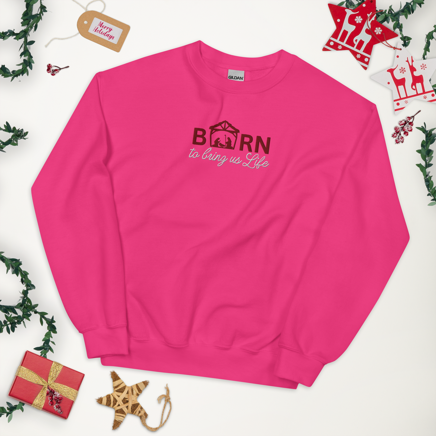 Embroidered Born To Bring Us Life Sweatshirt