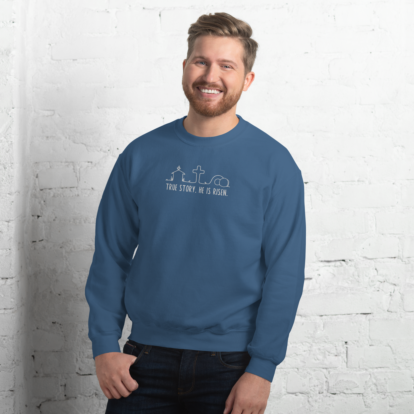 True Story He is Risen Embroidered Sweatshirt