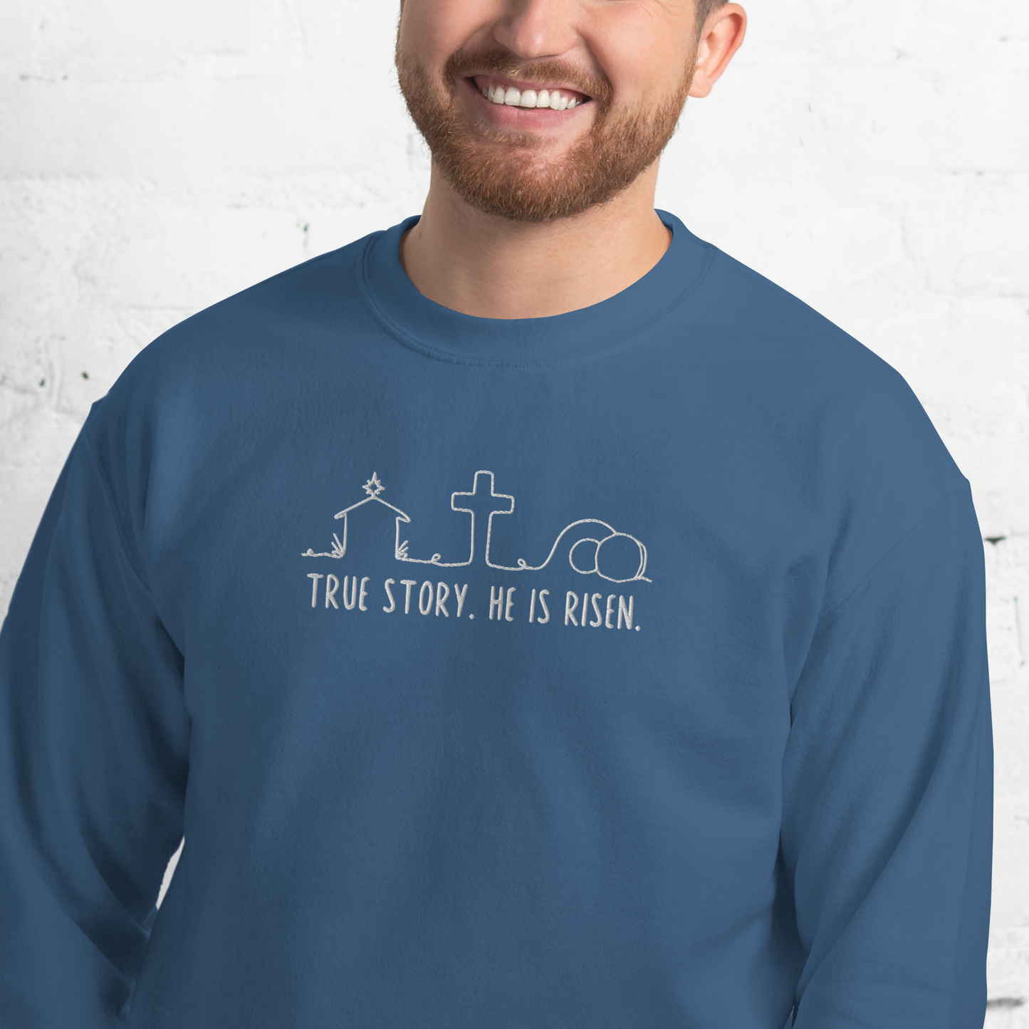True Story He is Risen Embroidered Sweatshirt