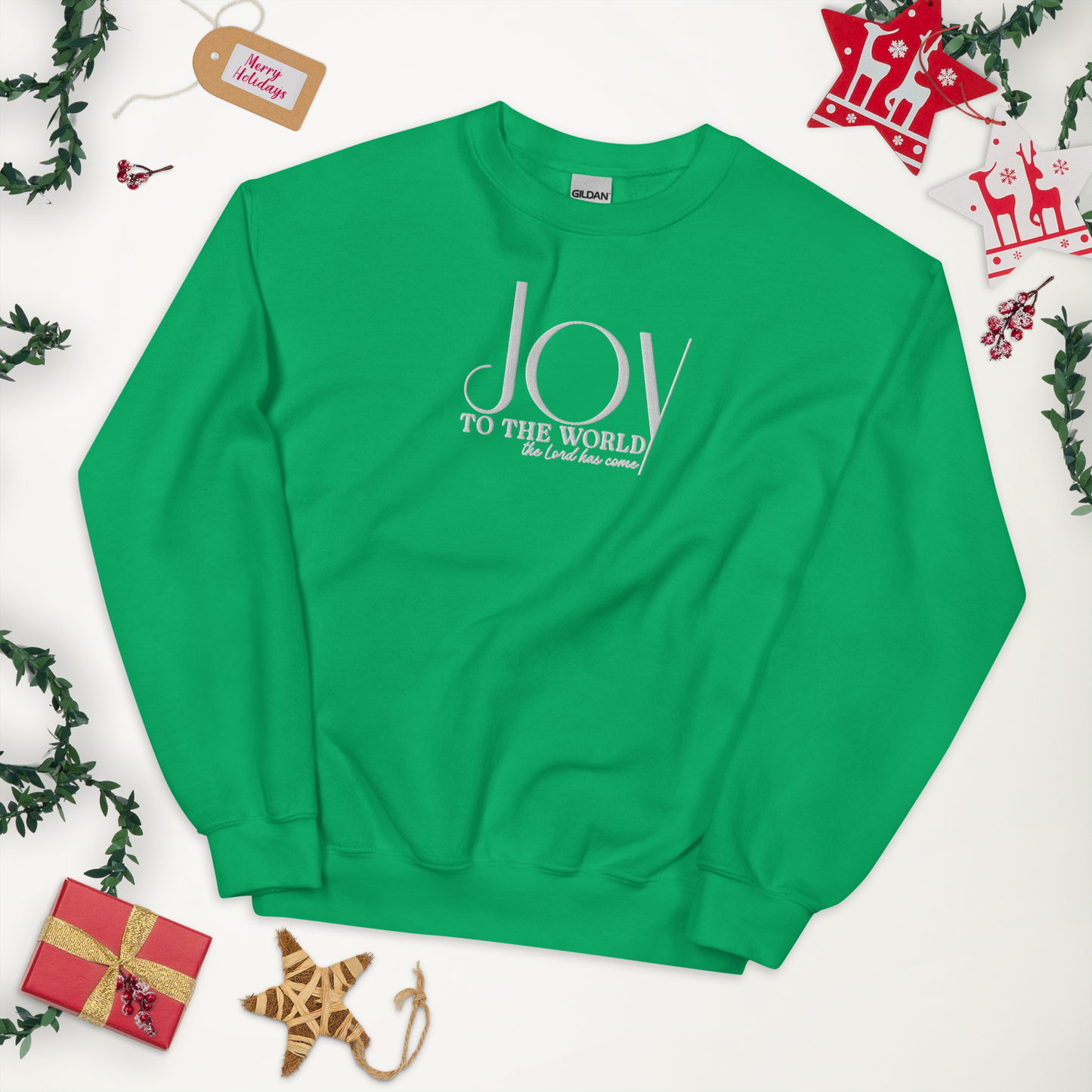 Embroidered Joy to The World Sweatshirt