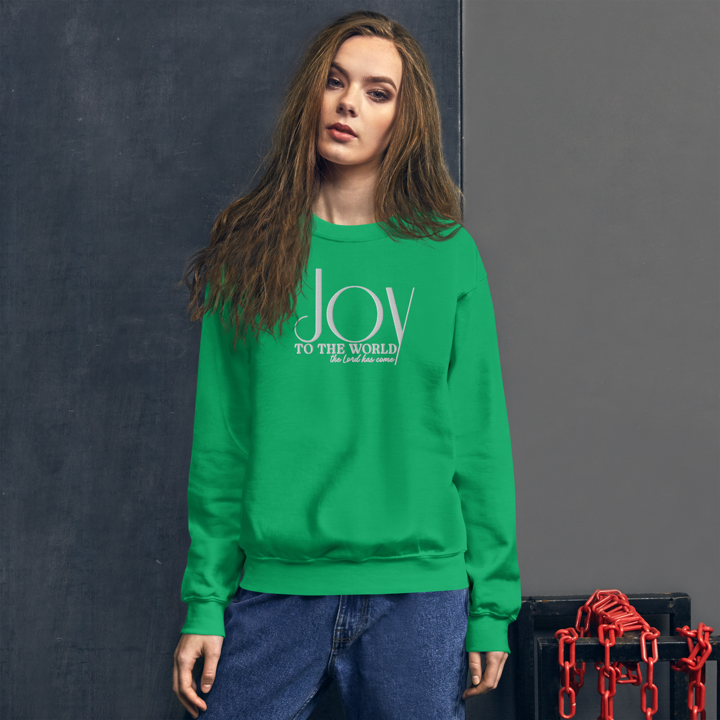 Embroidered Joy to The World Sweatshirt