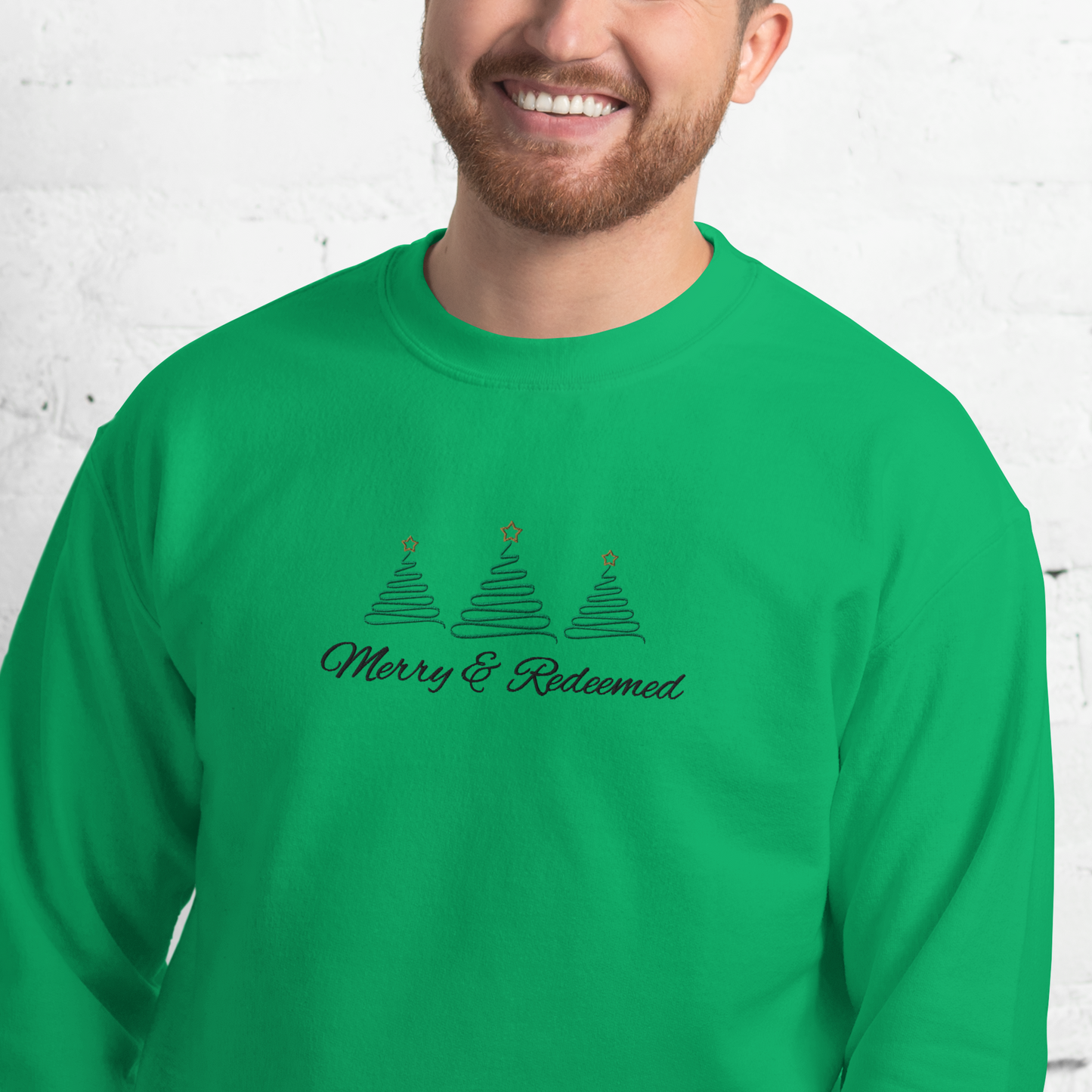 Embroidered Merry & Redeemed Christmas Sweatshirt